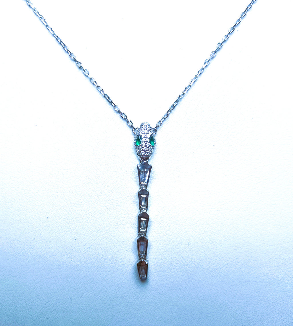 CATENA IN ARGENTO 925 CON PENDENTE A SERPENTE E ZIRCONI