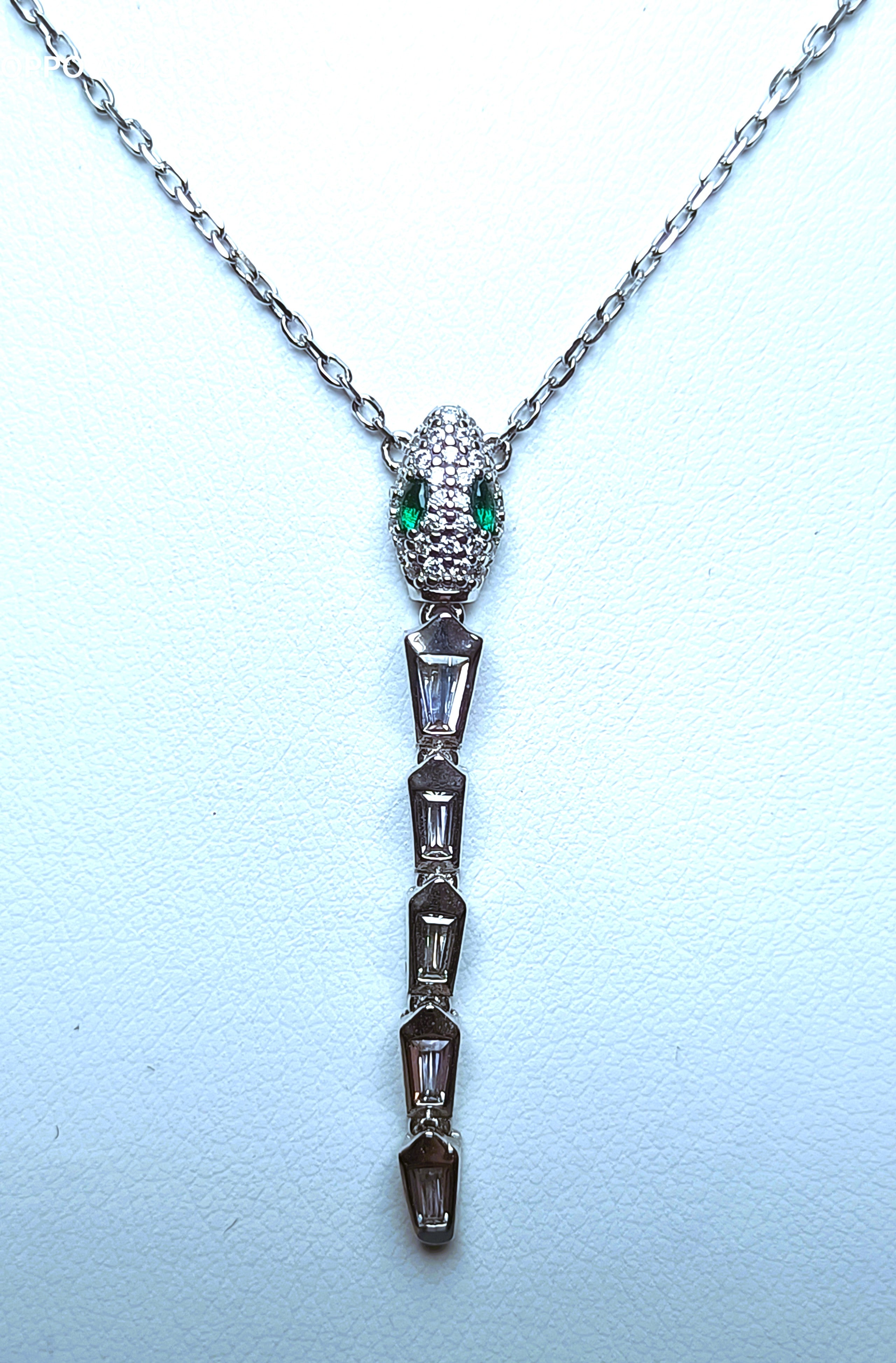 CATENA IN ARGENTO 925 CON PENDENTE A SERPENTE E ZIRCONI