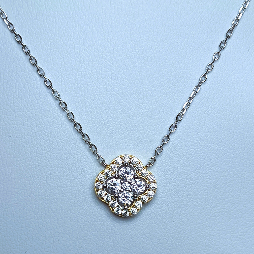 COLLANINA IN ARGENTO 925 E MOTIVO FLOREALE CON ZIRCONI