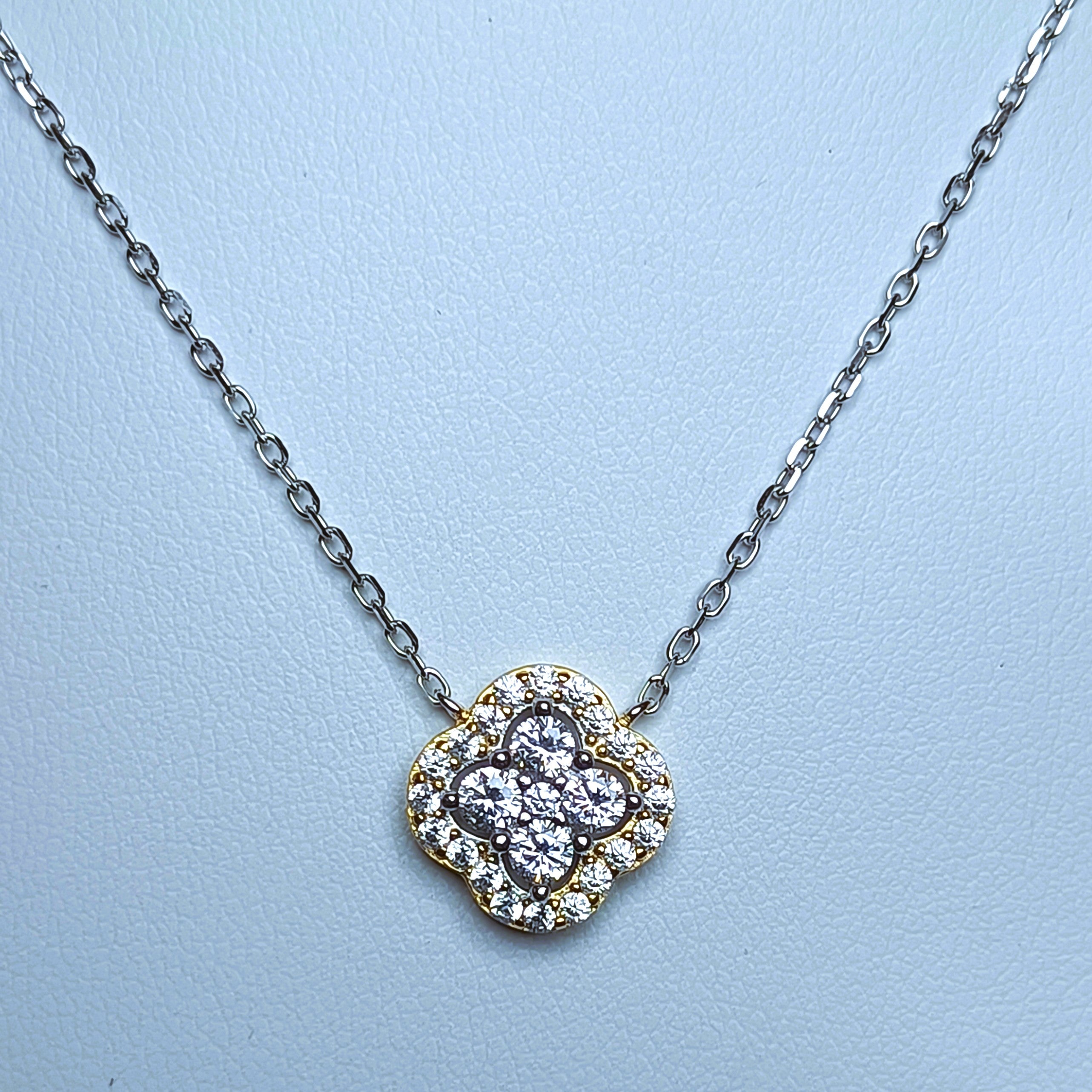 COLLANINA IN ARGENTO 925 E MOTIVO FLOREALE CON ZIRCONI