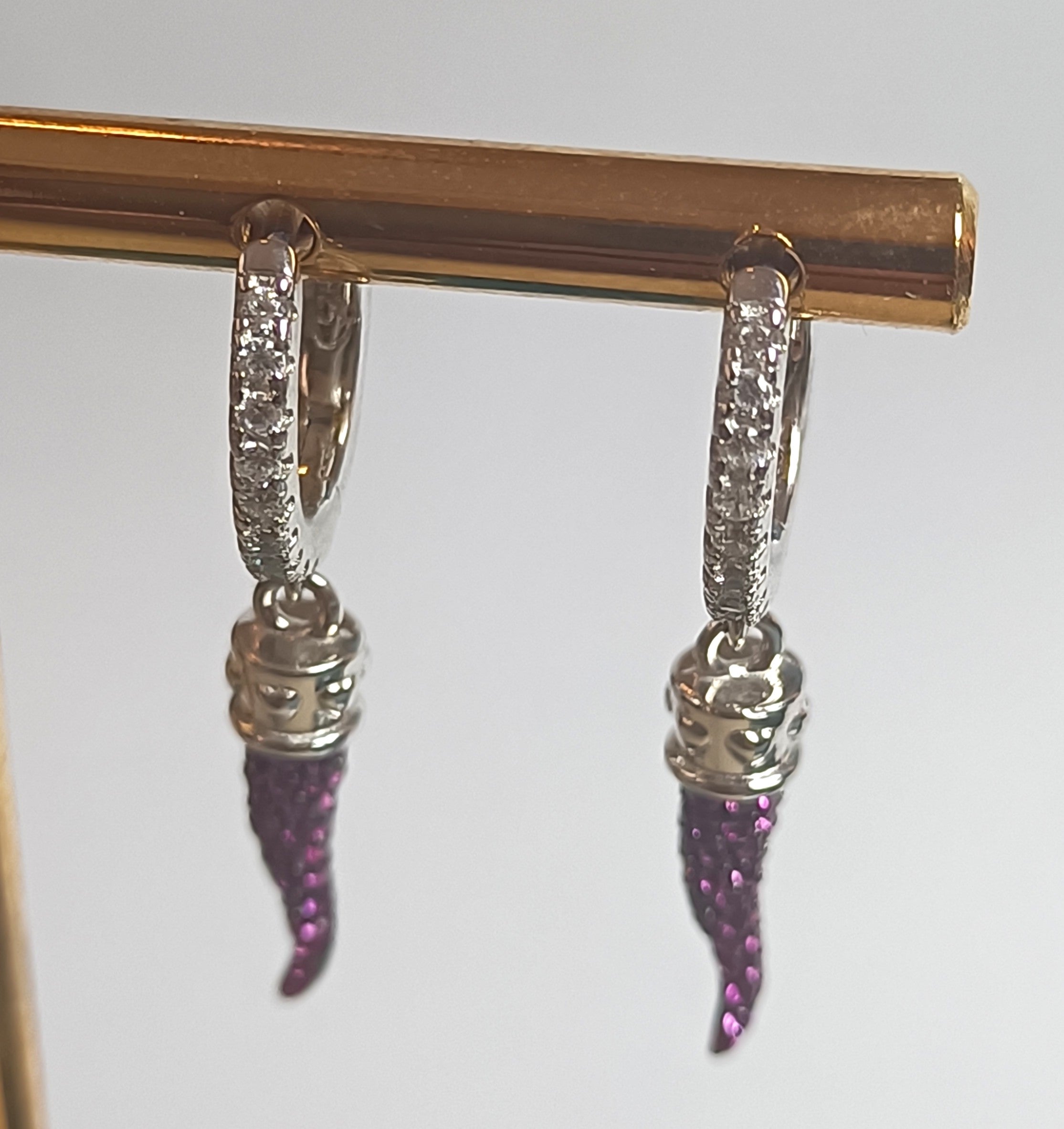 CERCHIETTI IN ARGENTO 925 CON ZIRCONI E CORNINO PORTAFORTUNA