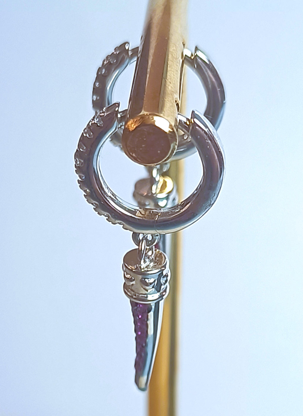 CERCHIETTI IN ARGENTO 925 CON ZIRCONI E CORNINO PORTAFORTUNA