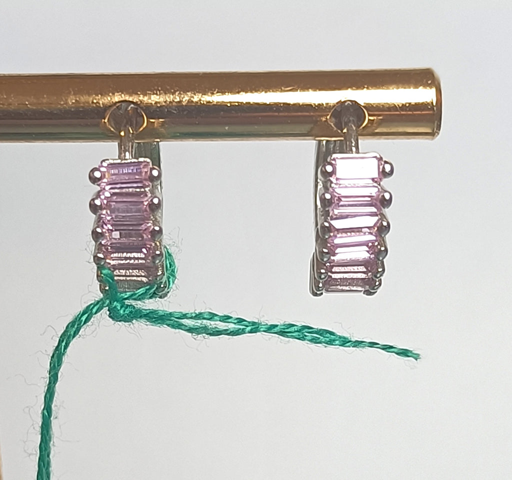 PICCOLI CERCHIETTI CON PIETRE ROSA LUMINOSE ARGENTO 925