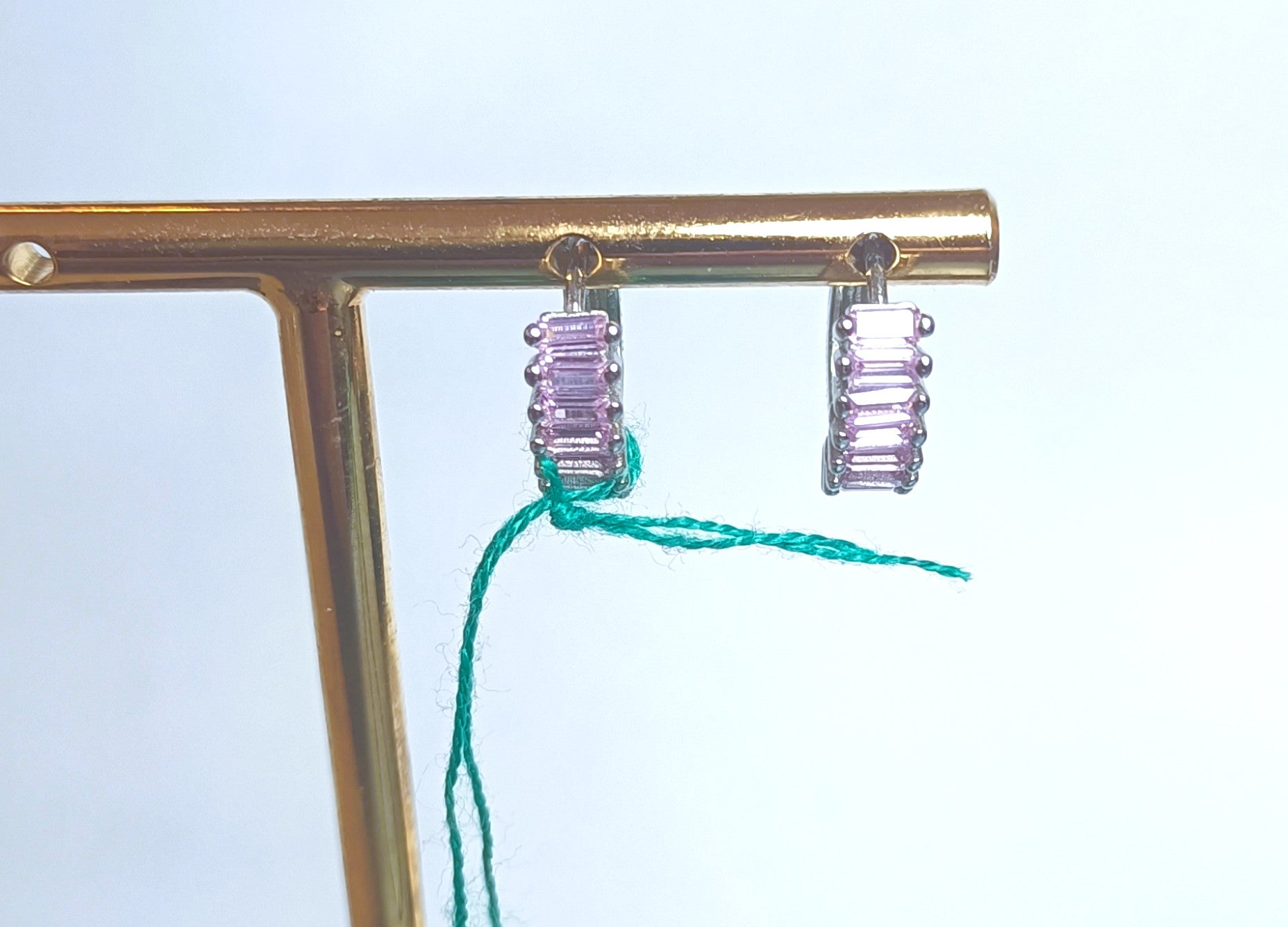 PICCOLI CERCHIETTI CON PIETRE ROSA LUMINOSE ARGENTO 925