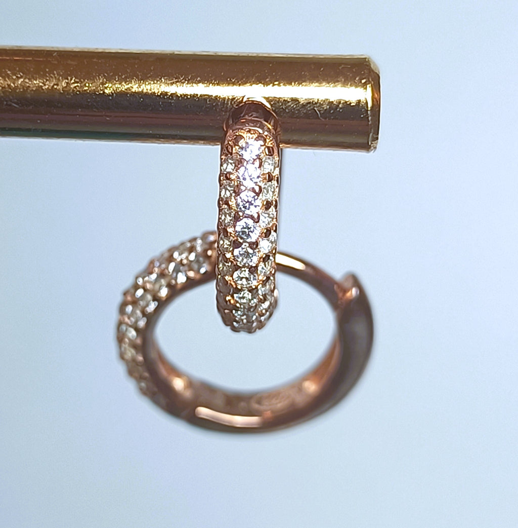 PICCOLI CERCHIETTI IN ARGENTO 925 ROSE' E ZIRCONI BIANCHI