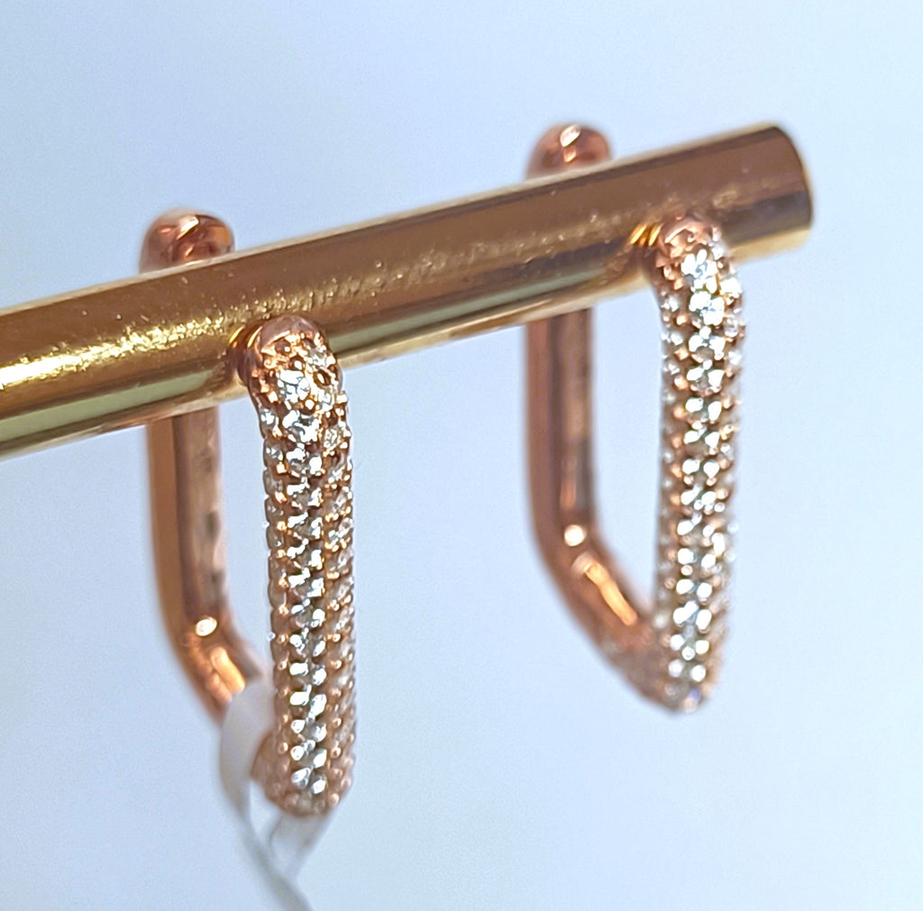 ORECCHINI IN ARGENTO 925 ROSE' CON ZIRCONI LUMINOSI DESIGN STUPENDO