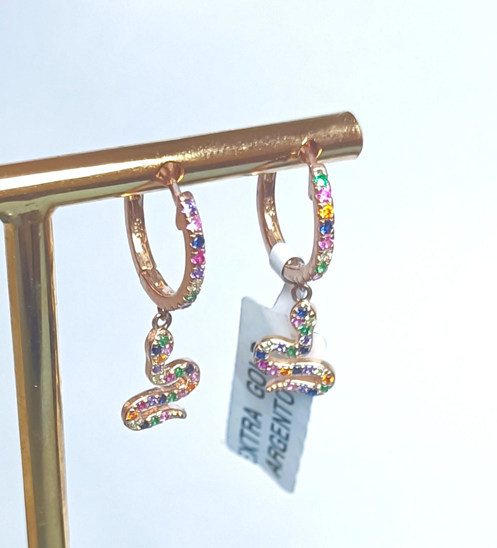 ORECCHINI IN ARGENTO 925 ROSE' DESIGN SERPENTE