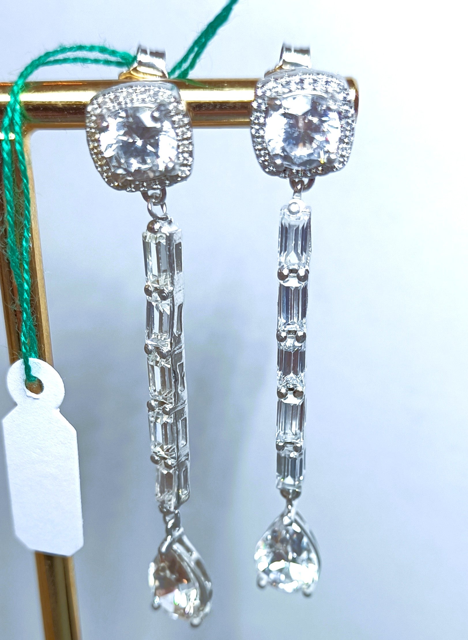 ORECCHINI PENDENTI IN ARGENTO 925 TEMPESTATI DI PIETRE LUMINOSE