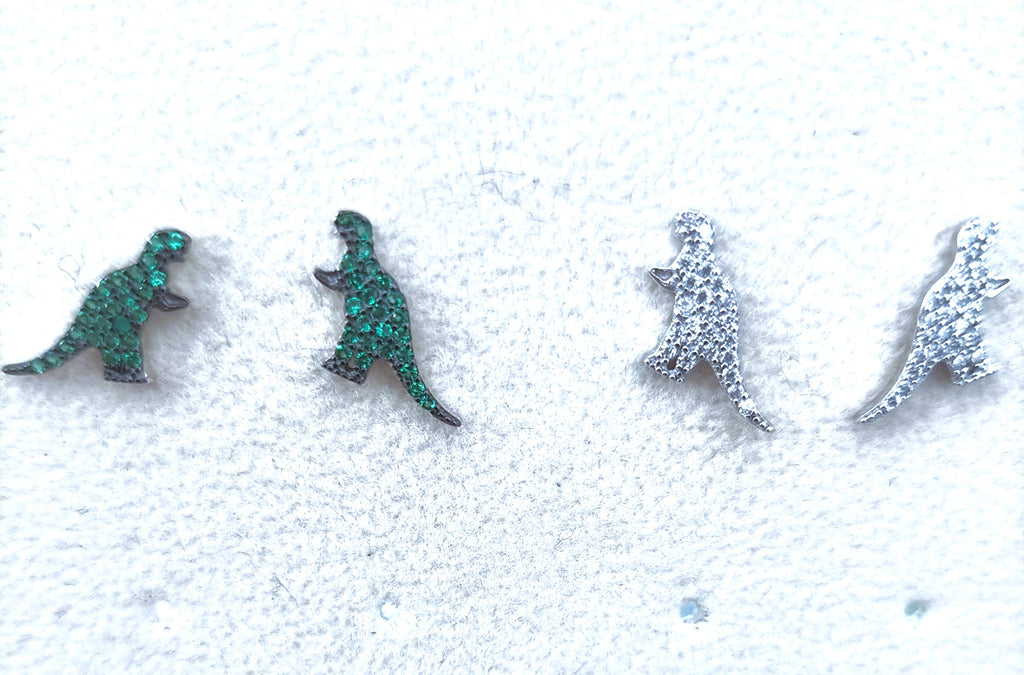 ORECCHINI BIMBA IN ARGENTO 925 CON ZIRCONI  DESIGN DINOSAURO