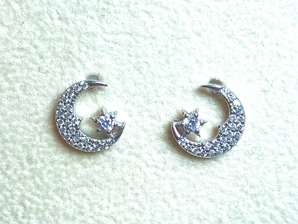 ORECCHINI BIMBI IN ARGENTO 925 ZIRCONI  DESIGN LUNA