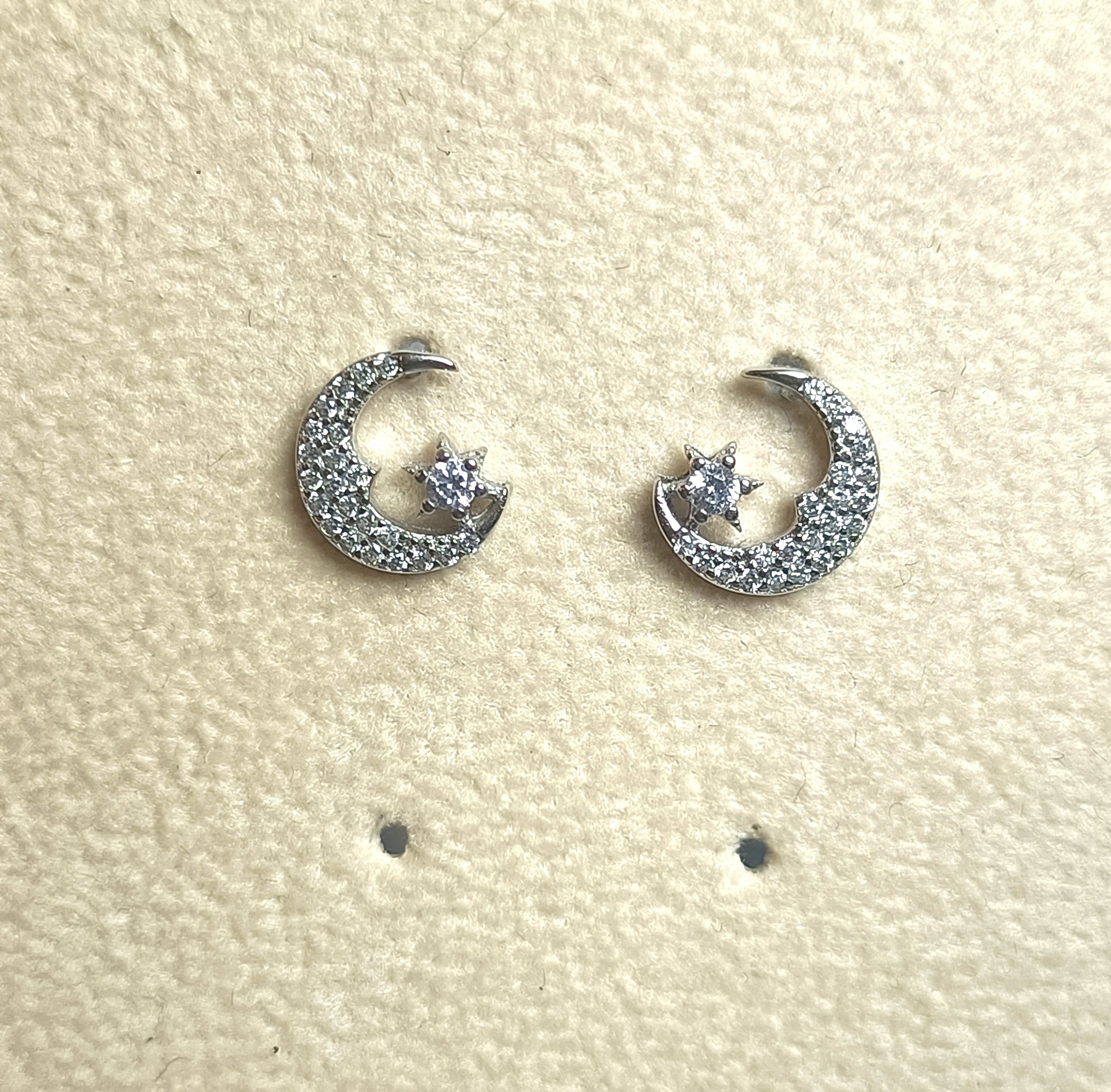 ORECCHINI BIMBI IN ARGENTO 925 ZIRCONI  DESIGN LUNA