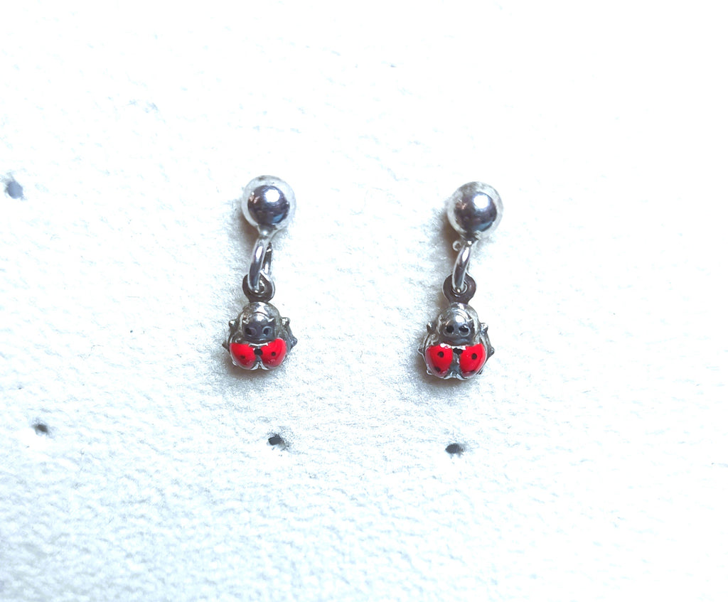 ORECCHINI PENDENTI PER BAMBINA IN ARGENTO 925 COCCINELLE
