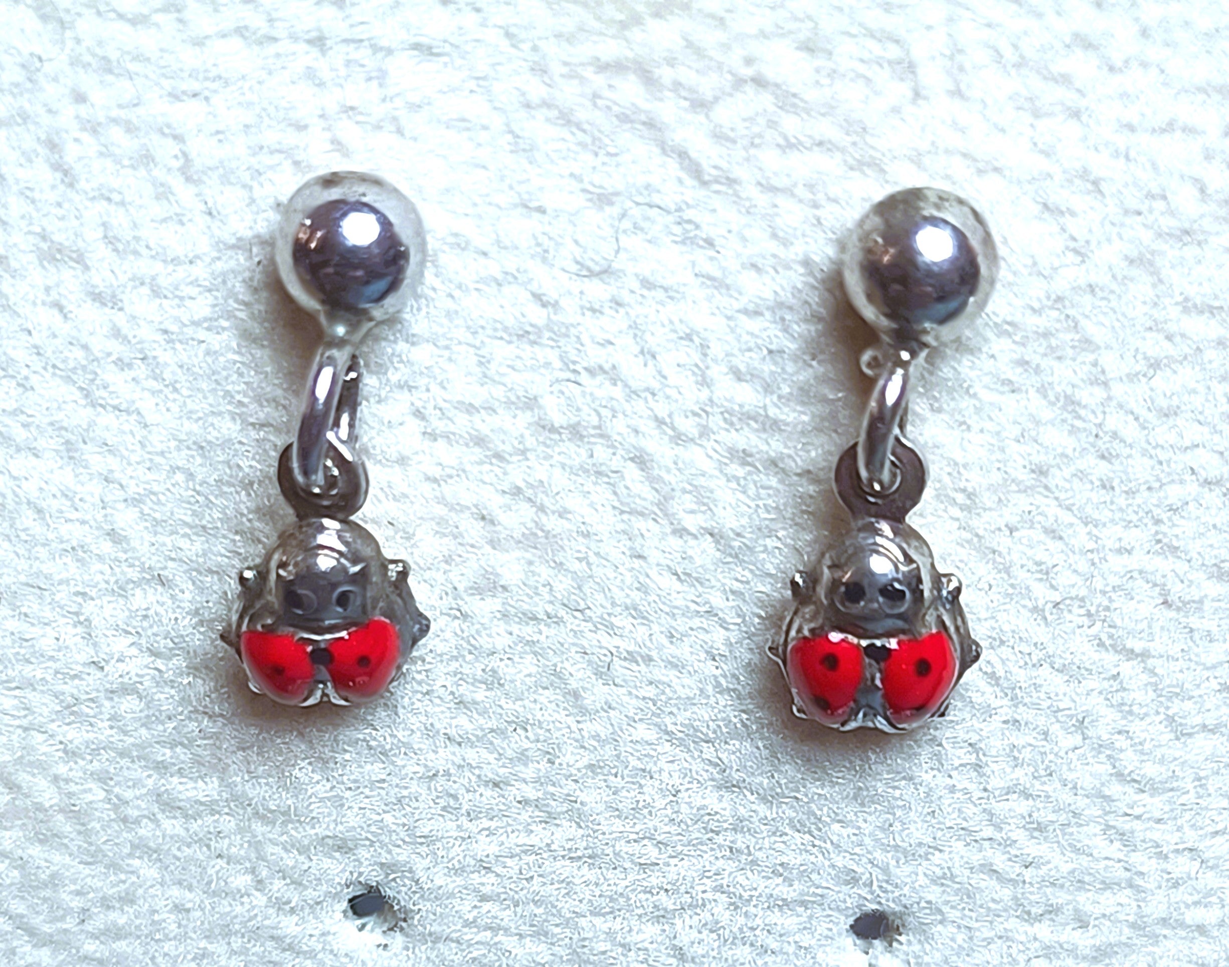 ORECCHINI PENDENTI PER BAMBINA IN ARGENTO 925 COCCINELLE