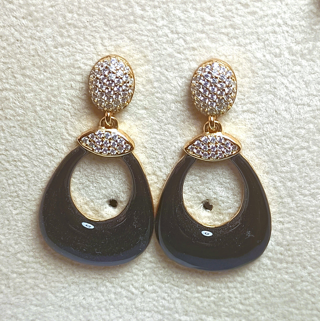 ORECCHINI IN ARGENTO 925 BAKELITE E ZIRCONI