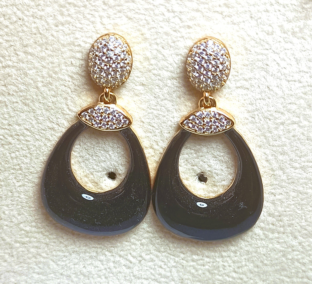 ORECCHINI IN ARGENTO 925 BAKELITE E ZIRCONI