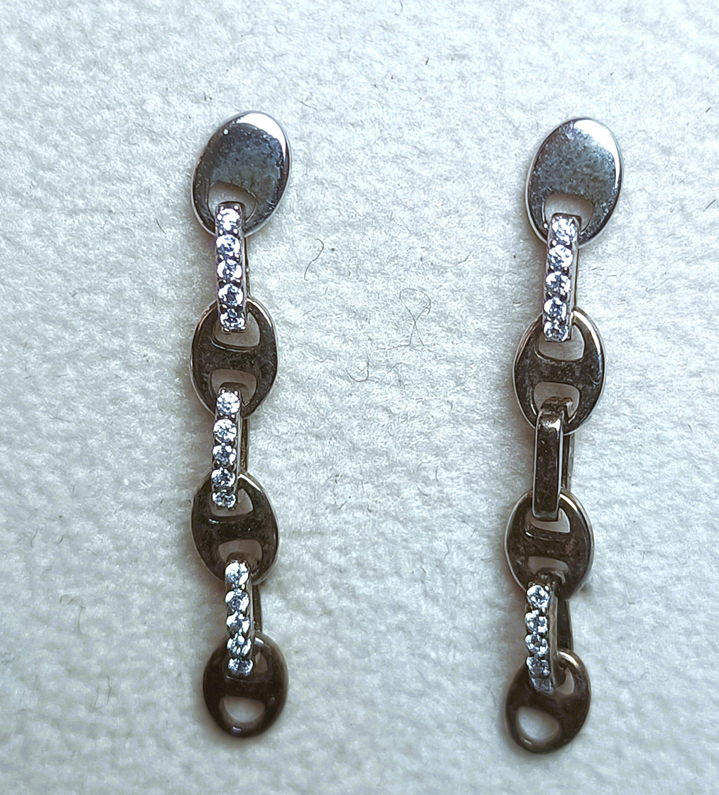 ORECCHINI PENDENTI IN ARGENTO 925 E ZIRCONI BIANCHI