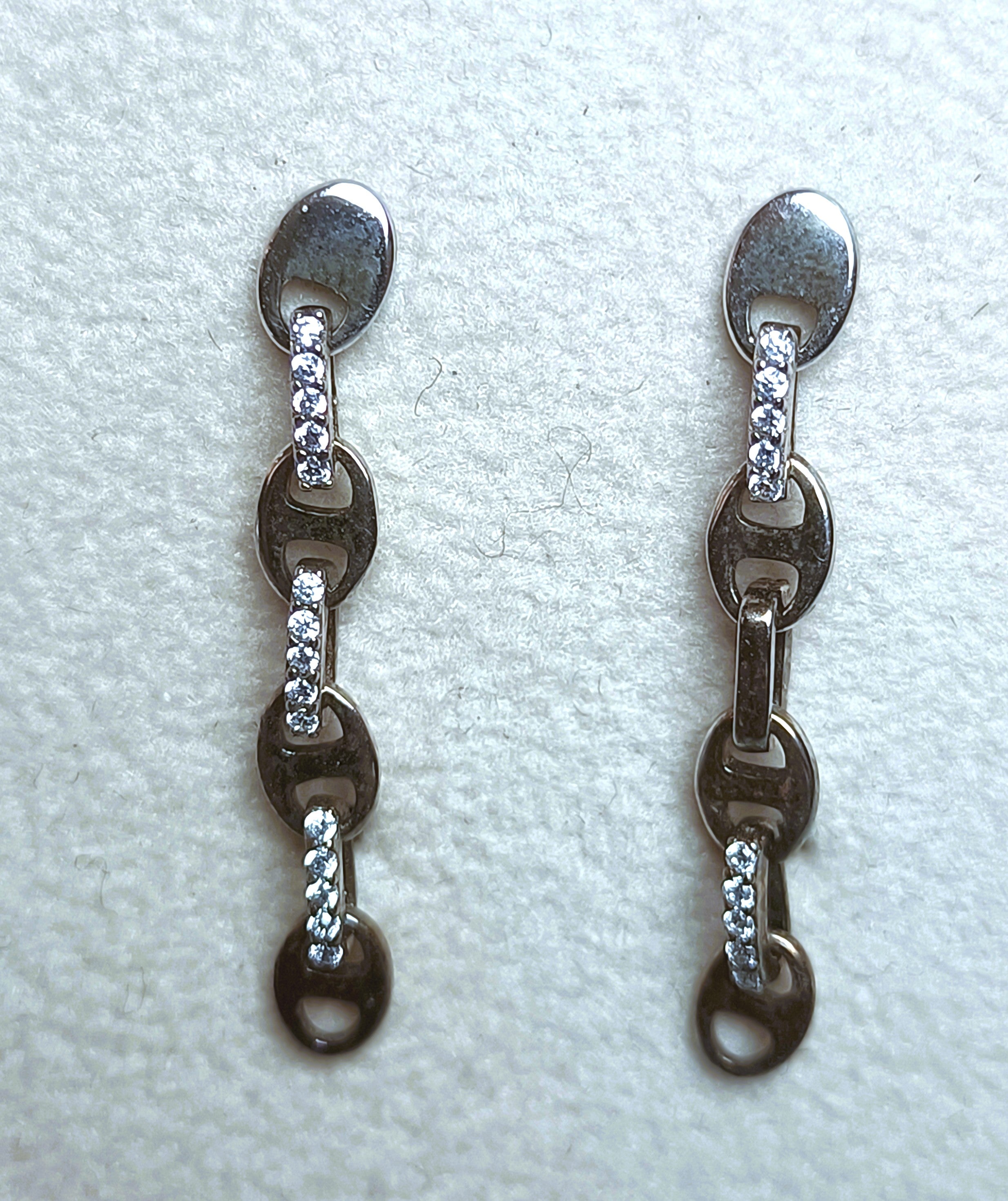 ORECCHINI PENDENTI IN ARGENTO 925 E ZIRCONI BIANCHI