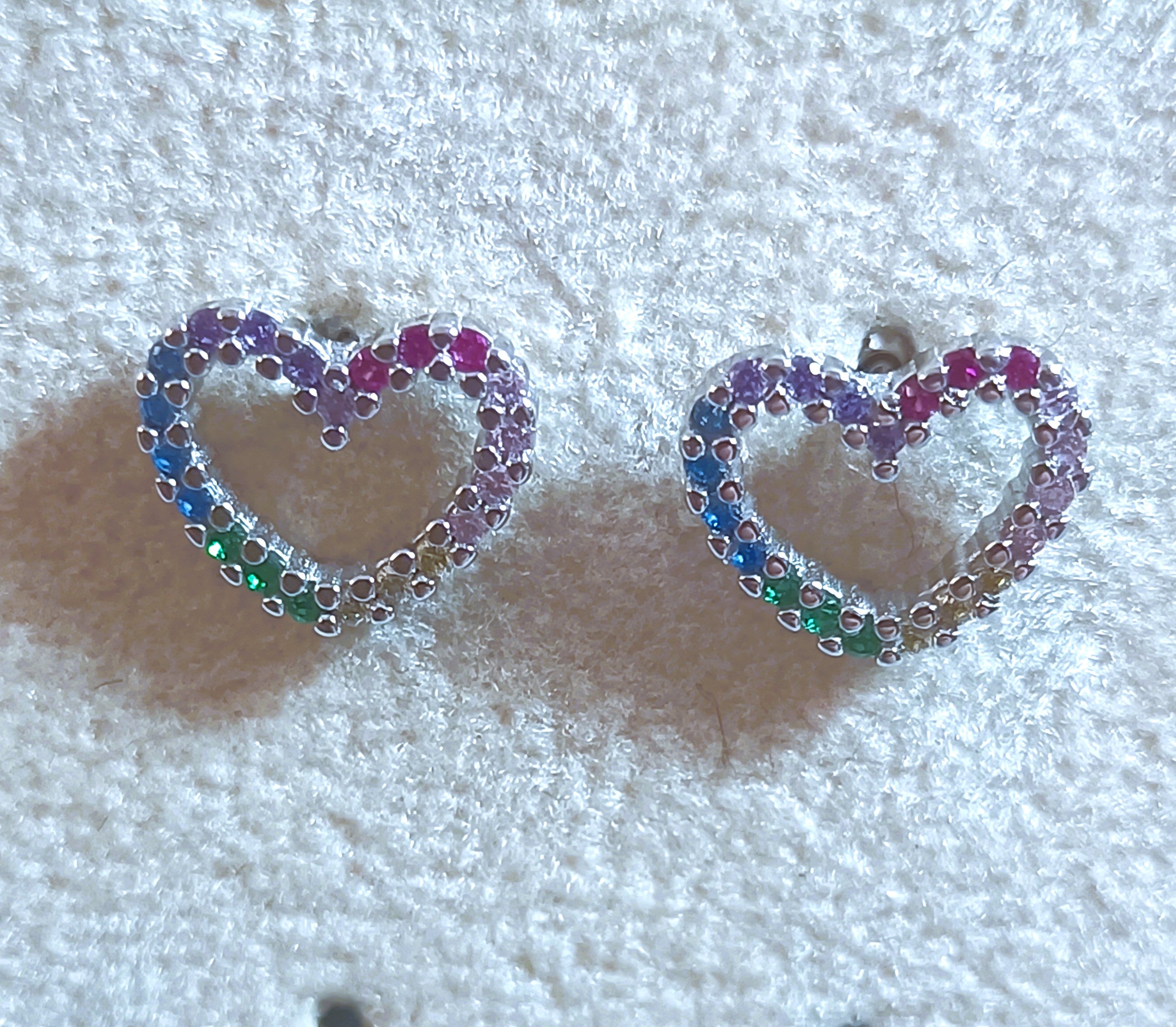 ORECCHINI A CUORICINO CON PIETRE E ZIRCONI ARGENTO 925