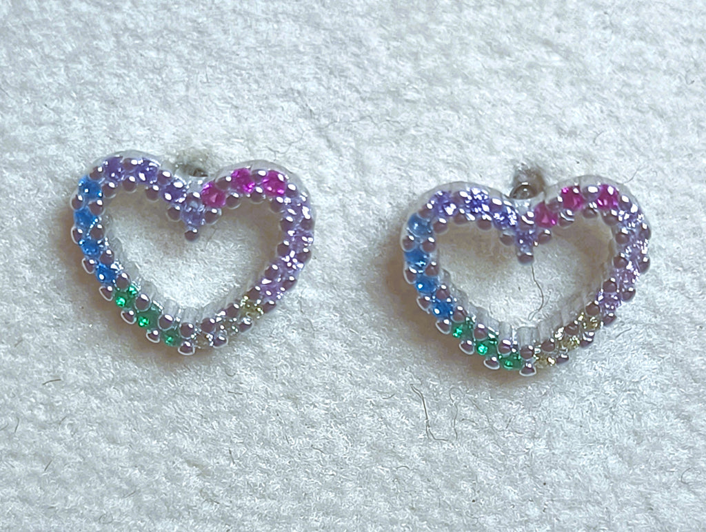 ORECCHINI A CUORICINO CON PIETRE E ZIRCONI ARGENTO 925