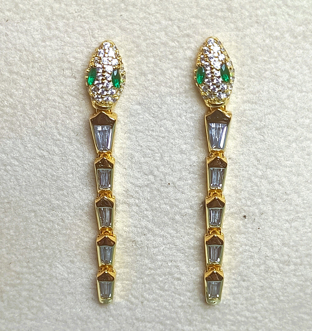 ORECCHINI DESIGN SERPENTE GIALLO IN ARGENTO 925 E PIETRE SUPER LUMINOSE