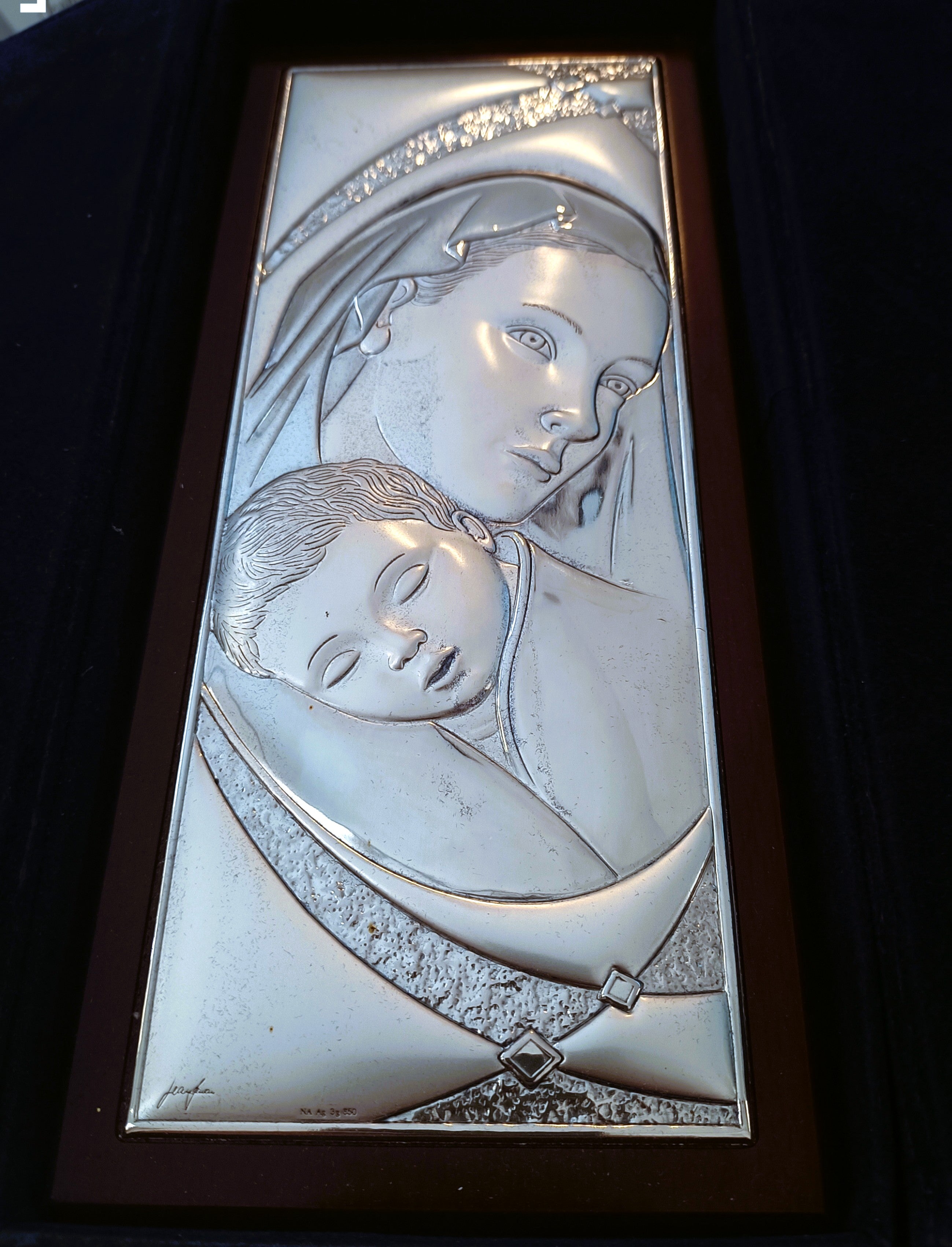 ICONA IN ARGENTO DELLA MADONNA CON IL BAMBINO