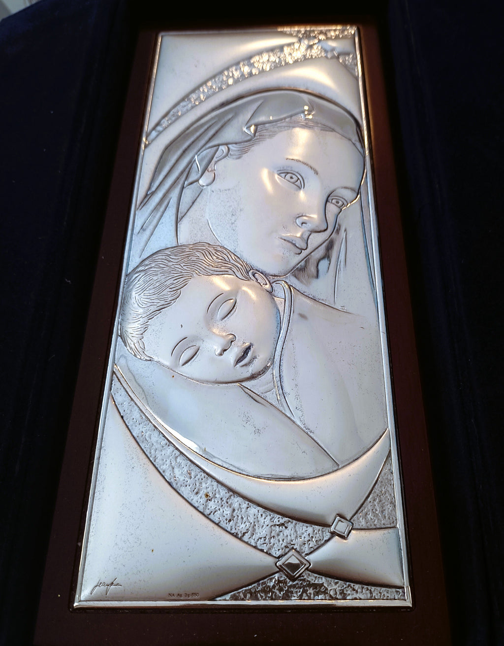 ICONA IN ARGENTO DELLA MADONNA CON IL BAMBINO