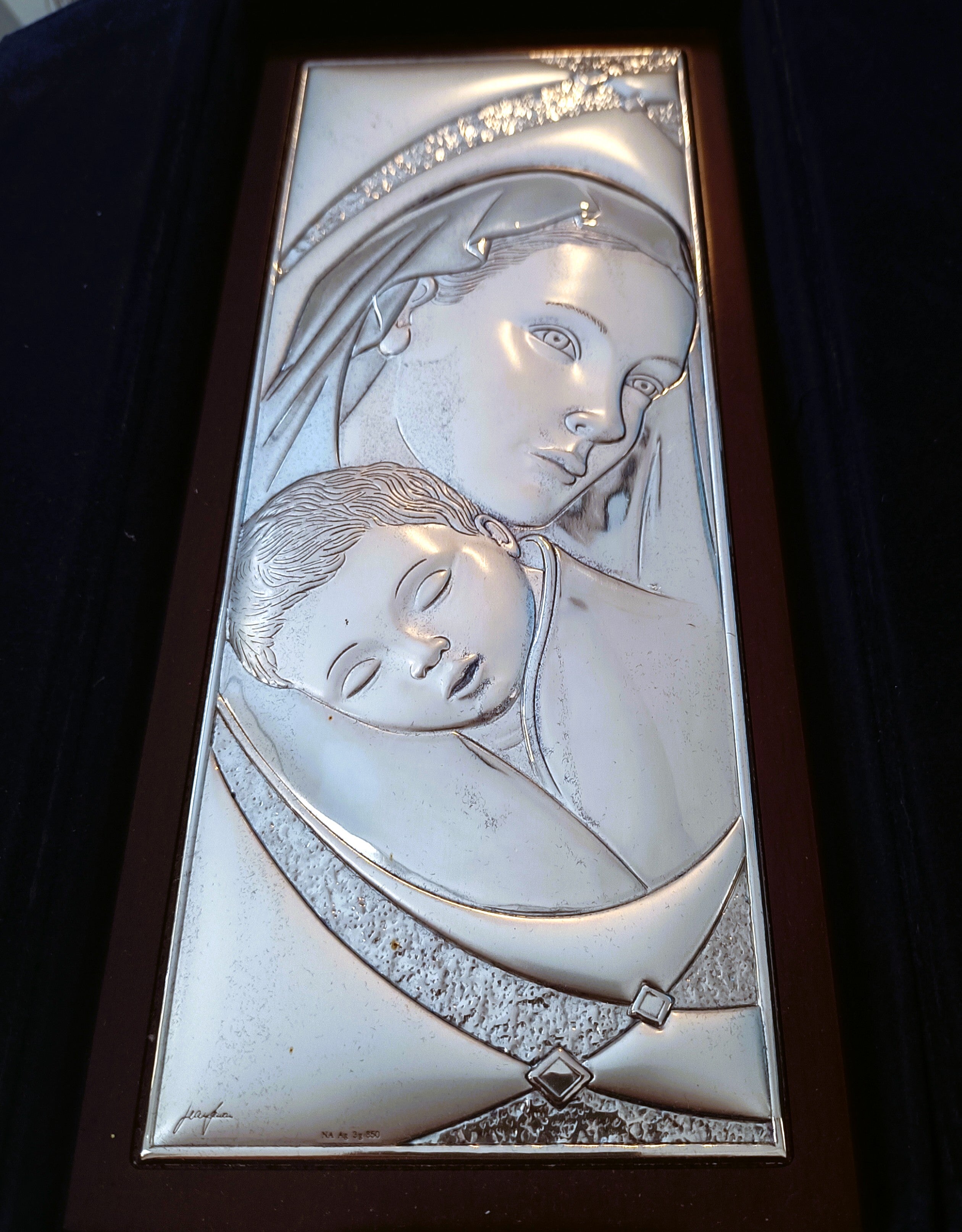 ICONA IN ARGENTO DELLA MADONNA CON IL BAMBINO