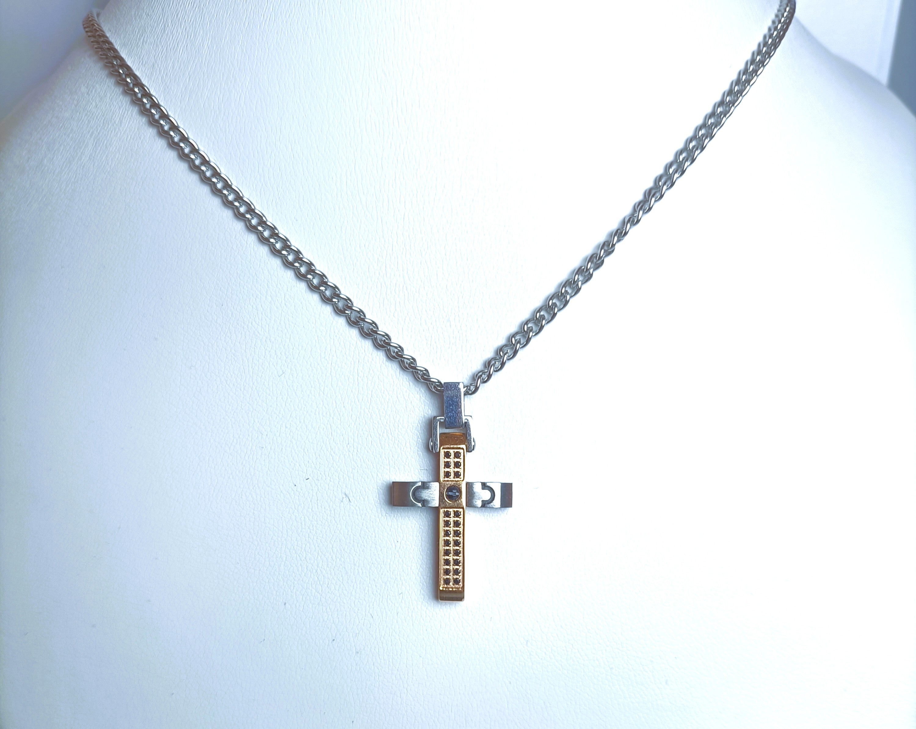 COLLANA ACCIAIO ANALLERGICO "ROSSO AMANTE" CROCEFISSO REVERSIBILE