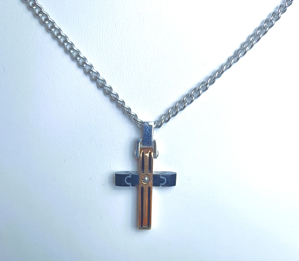 COLLANA ACCIAIO ANALLERGICO "ROSSO AMANTE" CROCEFISSO REVERSIBILE