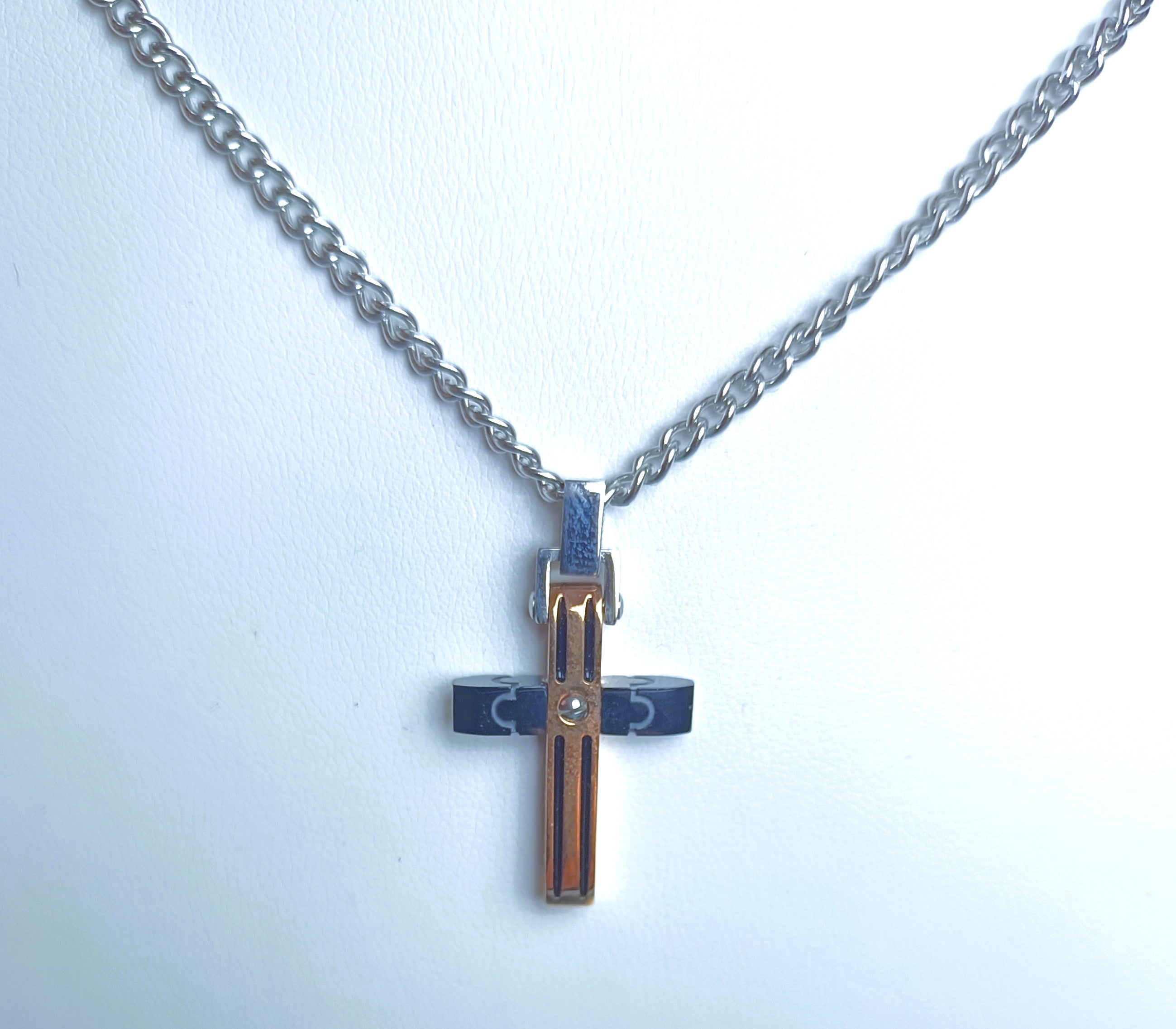 COLLANA ACCIAIO ANALLERGICO "ROSSO AMANTE" CROCEFISSO REVERSIBILE