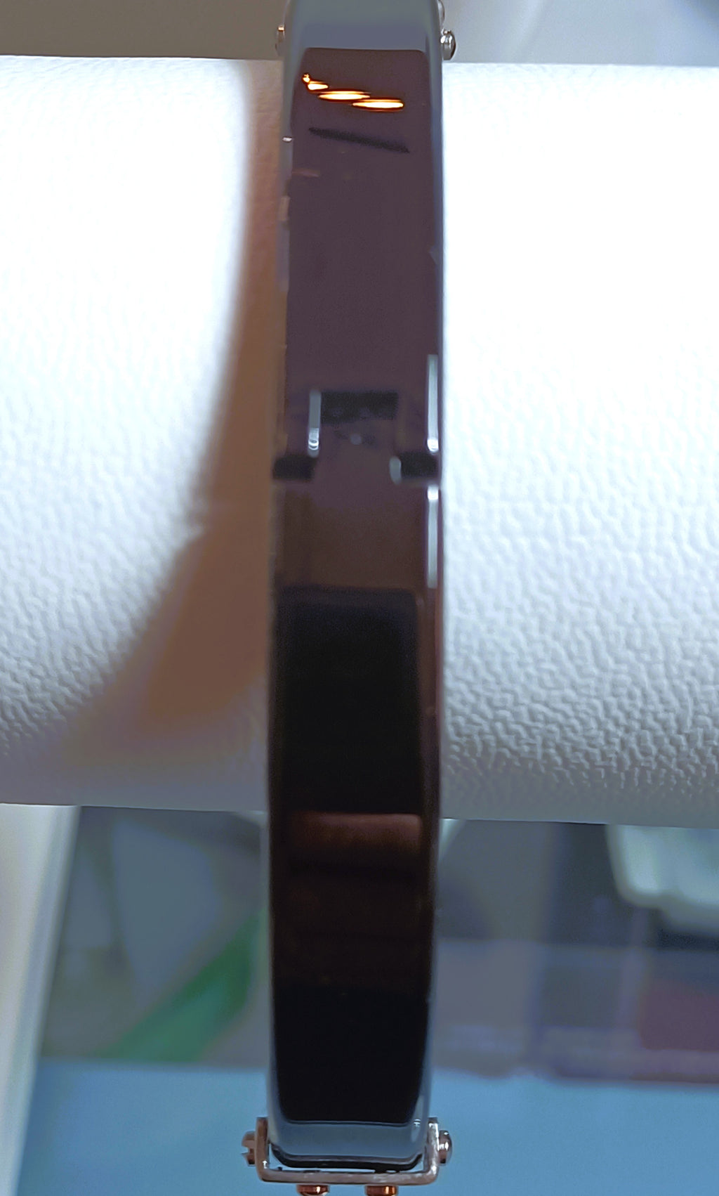 BRACCIALE  ACCIAIO PVD "ROSSO AMANTE" E FIBRA DI CARBONIO 19.5