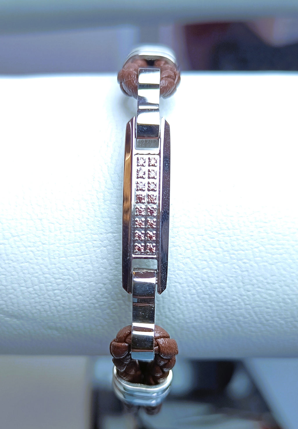 BRACCIALE "ROSSO AMANTE " ACCIAIO SPINELLI PELLE