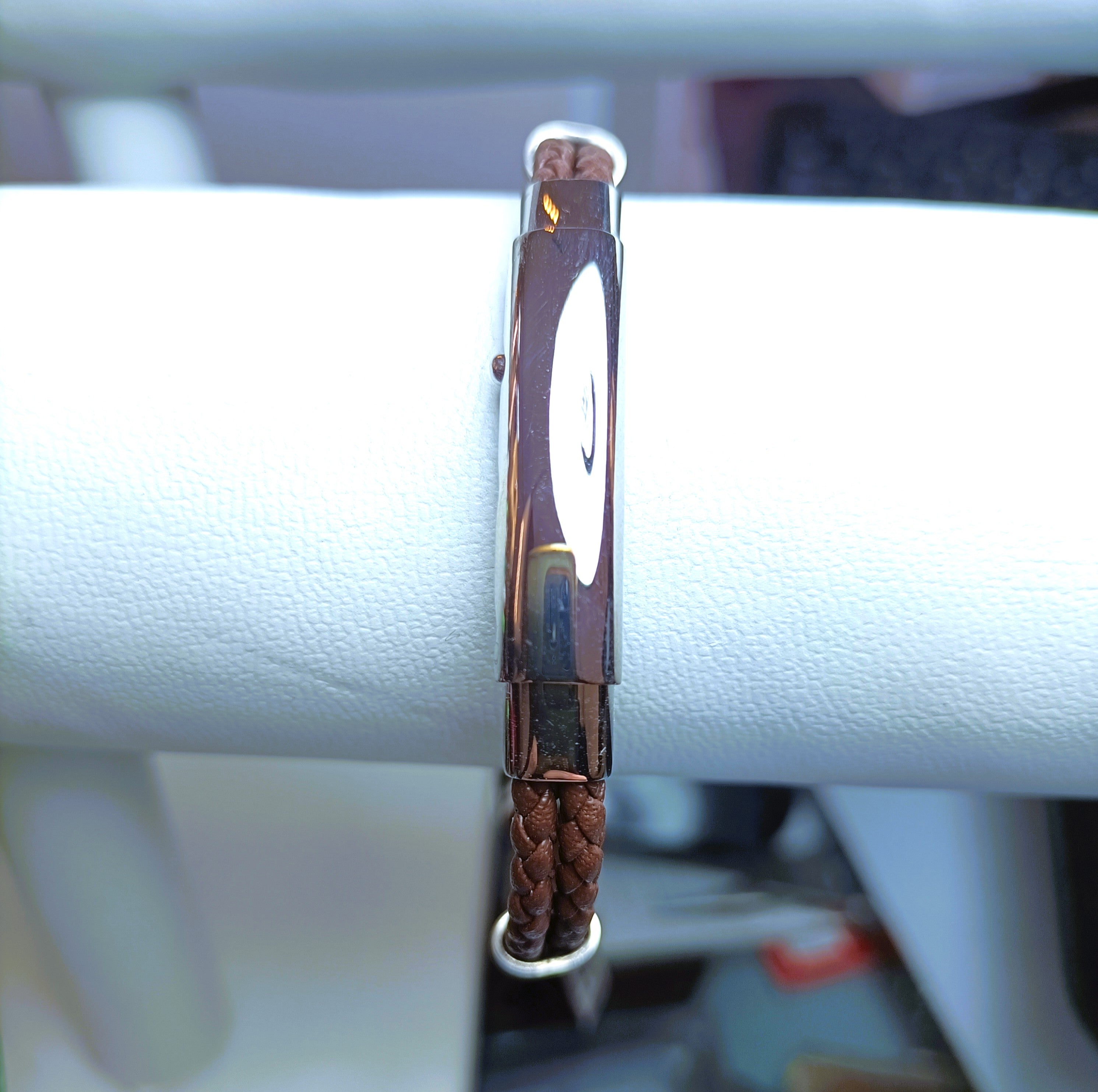 BRACCIALE "ROSSO AMANTE " ACCIAIO SPINELLI PELLE