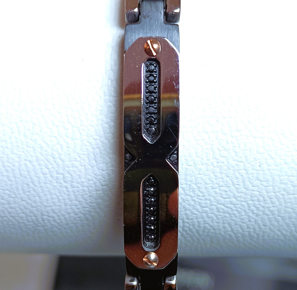 BRACCIALE GIOIELLO IN ACCIAIO PVD E SPINELLI "ROSSO AMANTE"