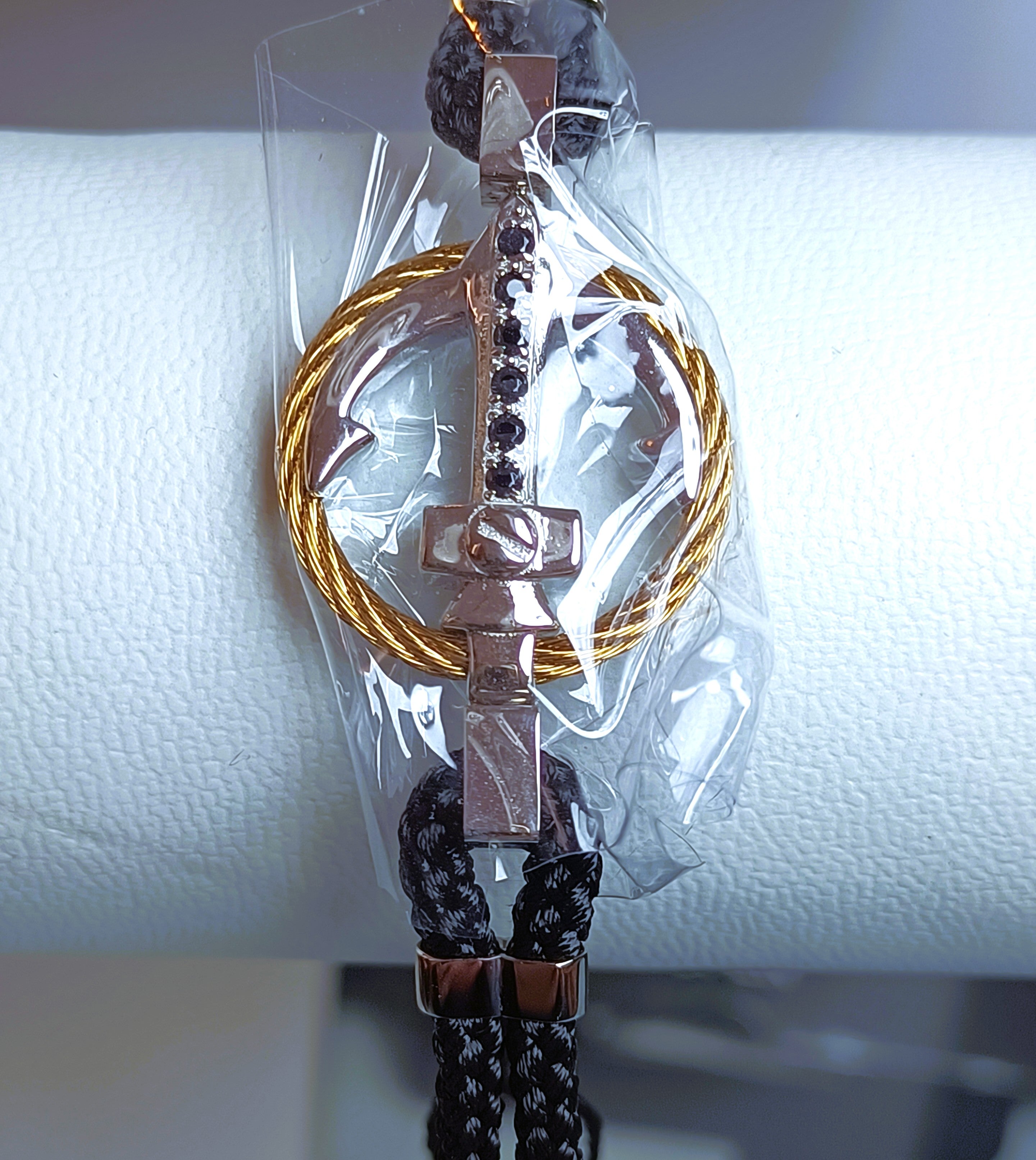 BRACCIALE IN ACCIAIO "ROSSO AMANTE" SPINELLI NERI CORDA NAUTICA