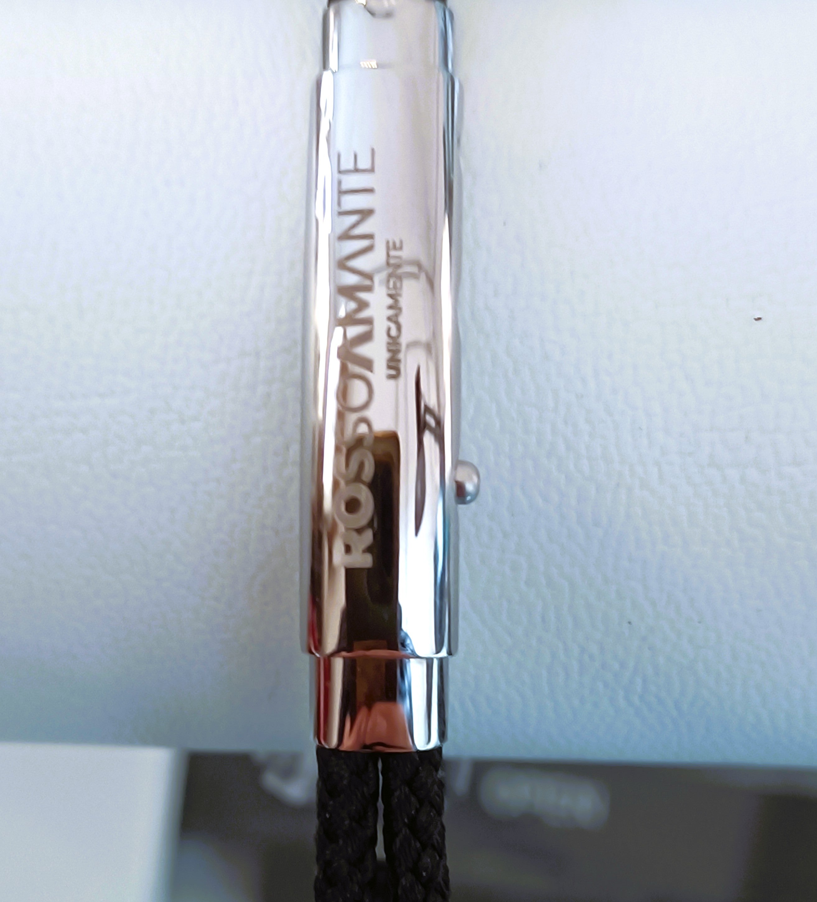 BRACCIALE IN ACCIAIO "ROSSO AMANTE" SPINELLI NERI CORDA NAUTICA