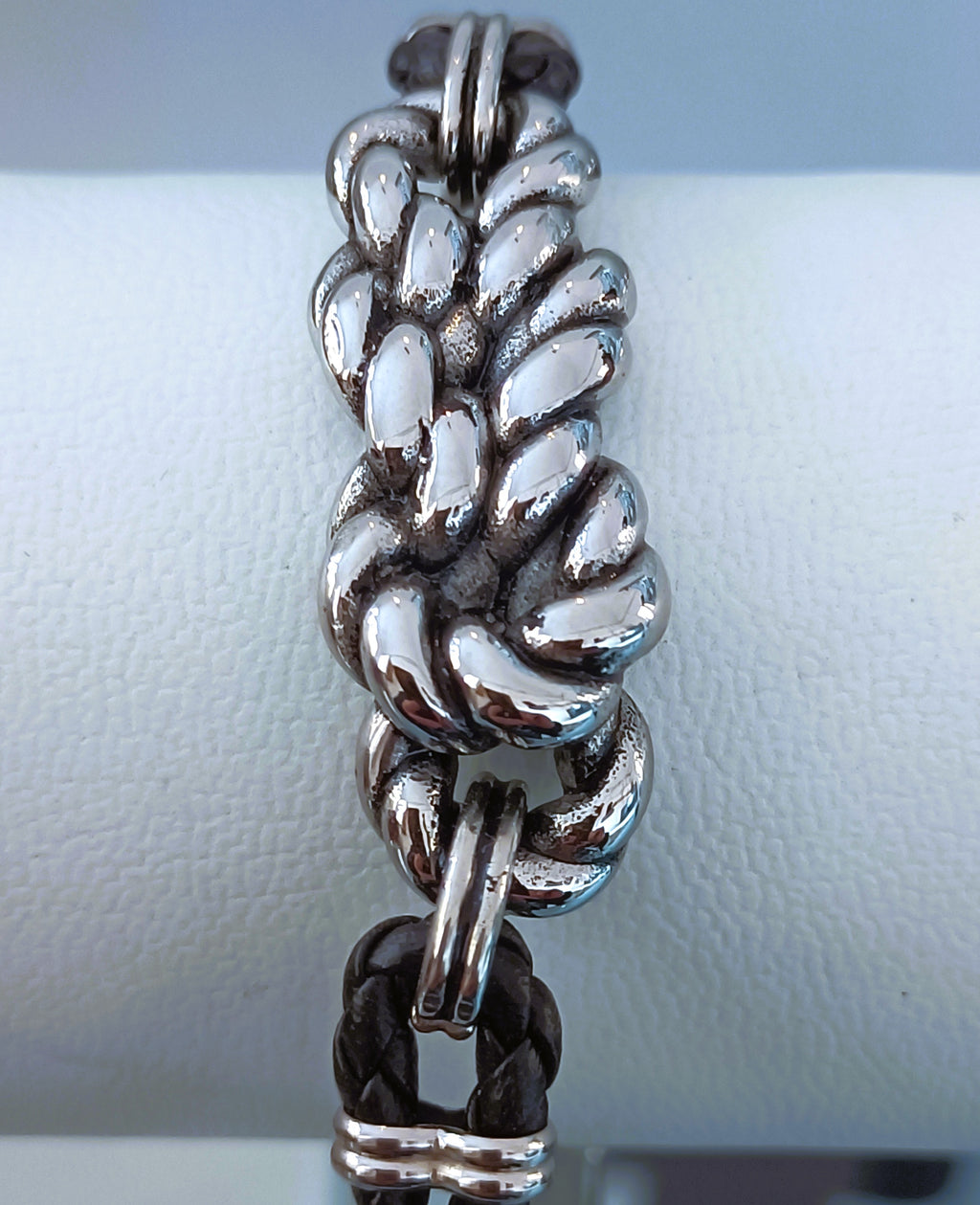 BRACCIALE ACCIAIO "ROSSO AMANTE" NODINI  E PELLE