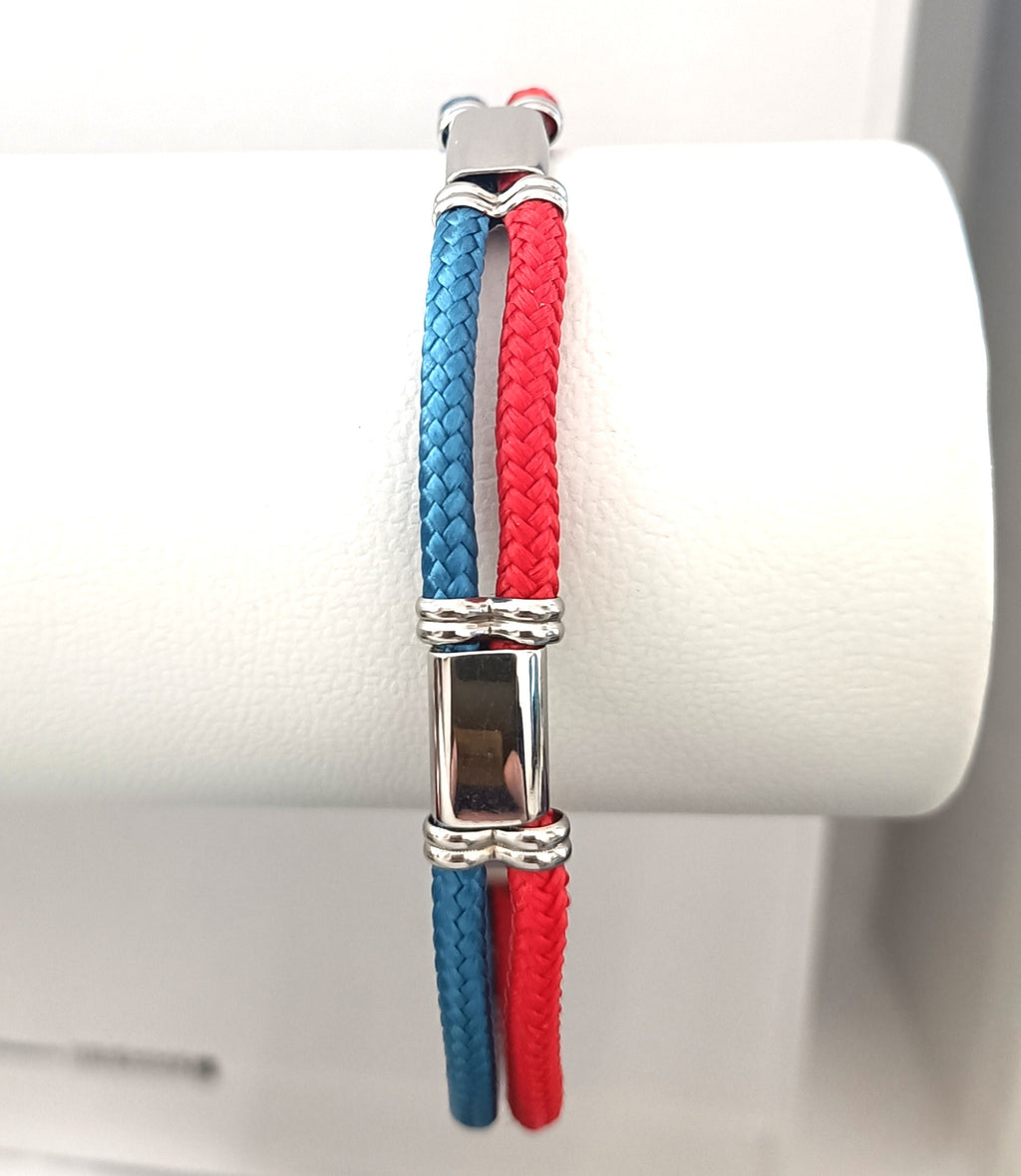 BRACCIALE IN ACCIAIO "ROSSO AMANTE" E CORDINA NAUTICA