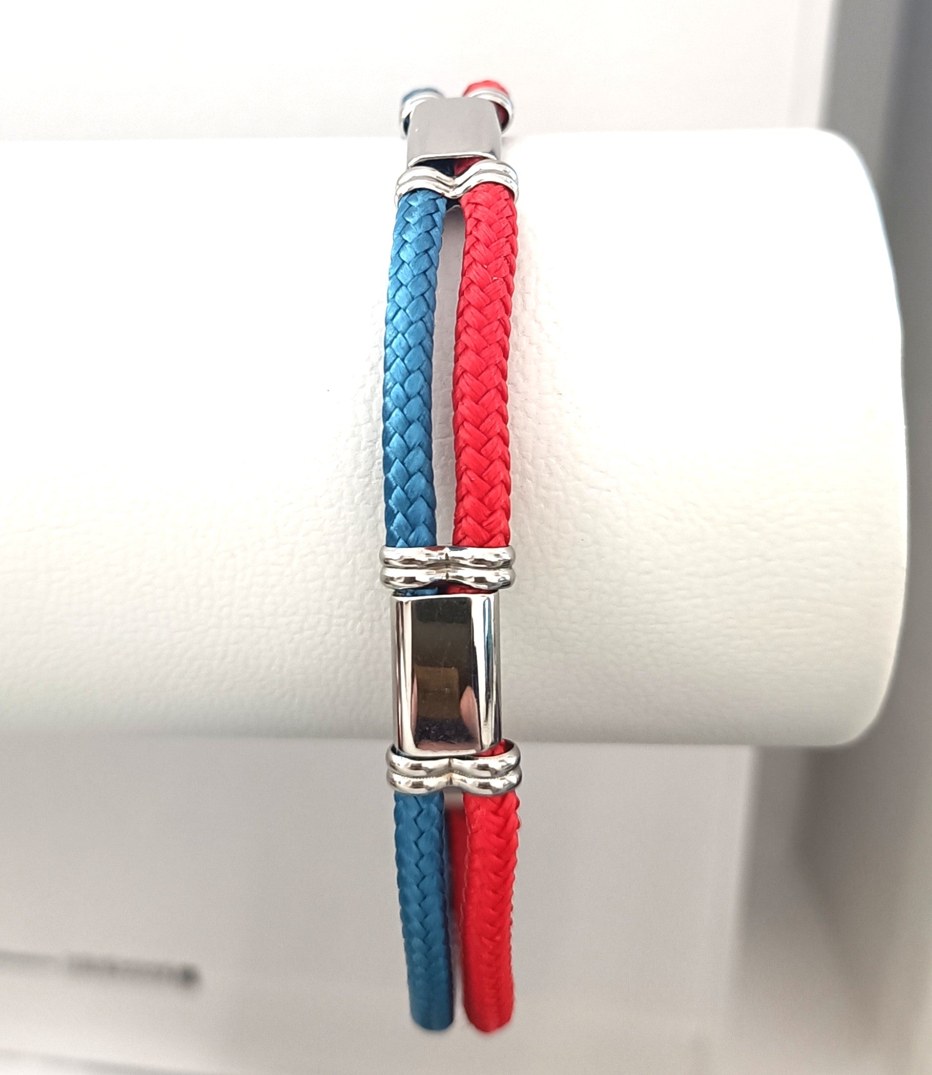 BRACCIALE IN ACCIAIO "ROSSO AMANTE" E CORDINA NAUTICA