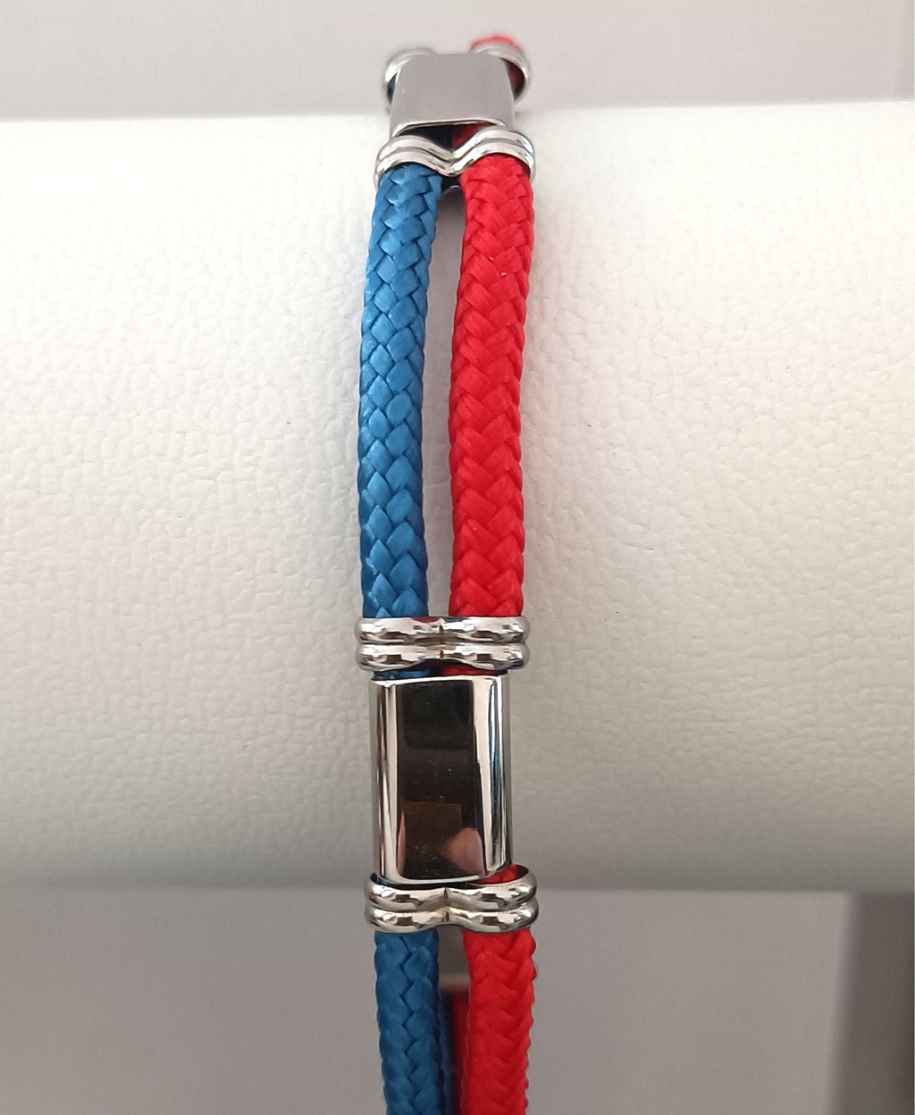 BRACCIALE IN ACCIAIO "ROSSO AMANTE" E CORDINA NAUTICA