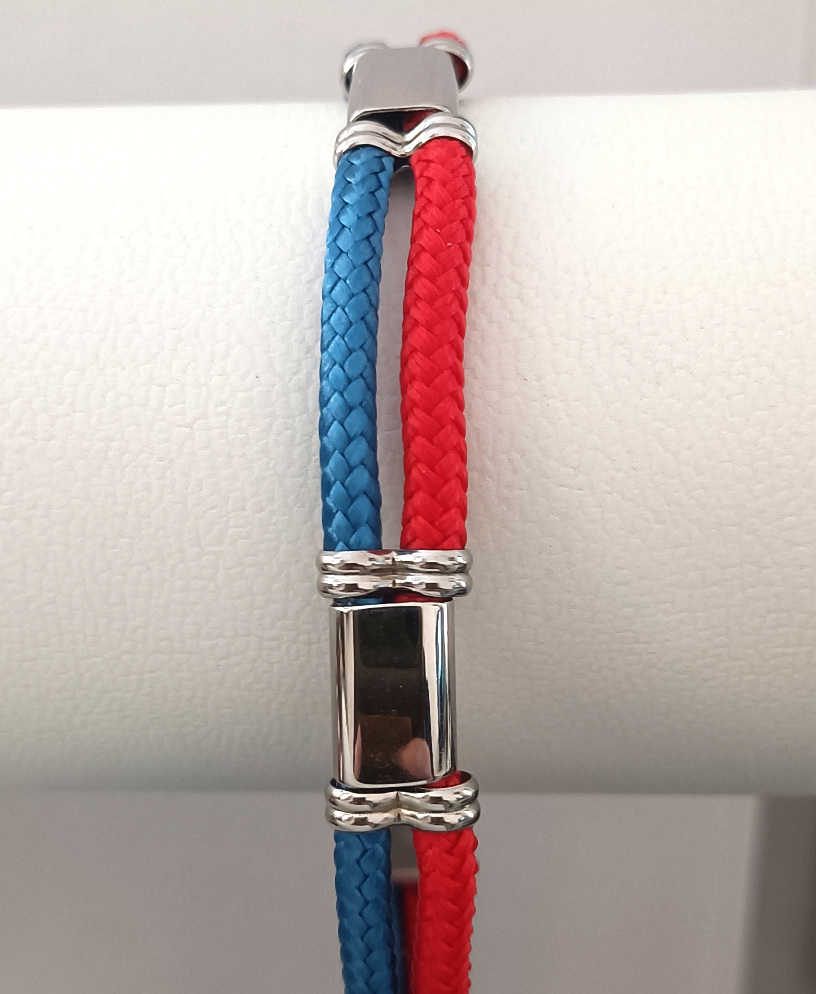 BRACCIALE IN ACCIAIO "ROSSO AMANTE" E CORDINA NAUTICA