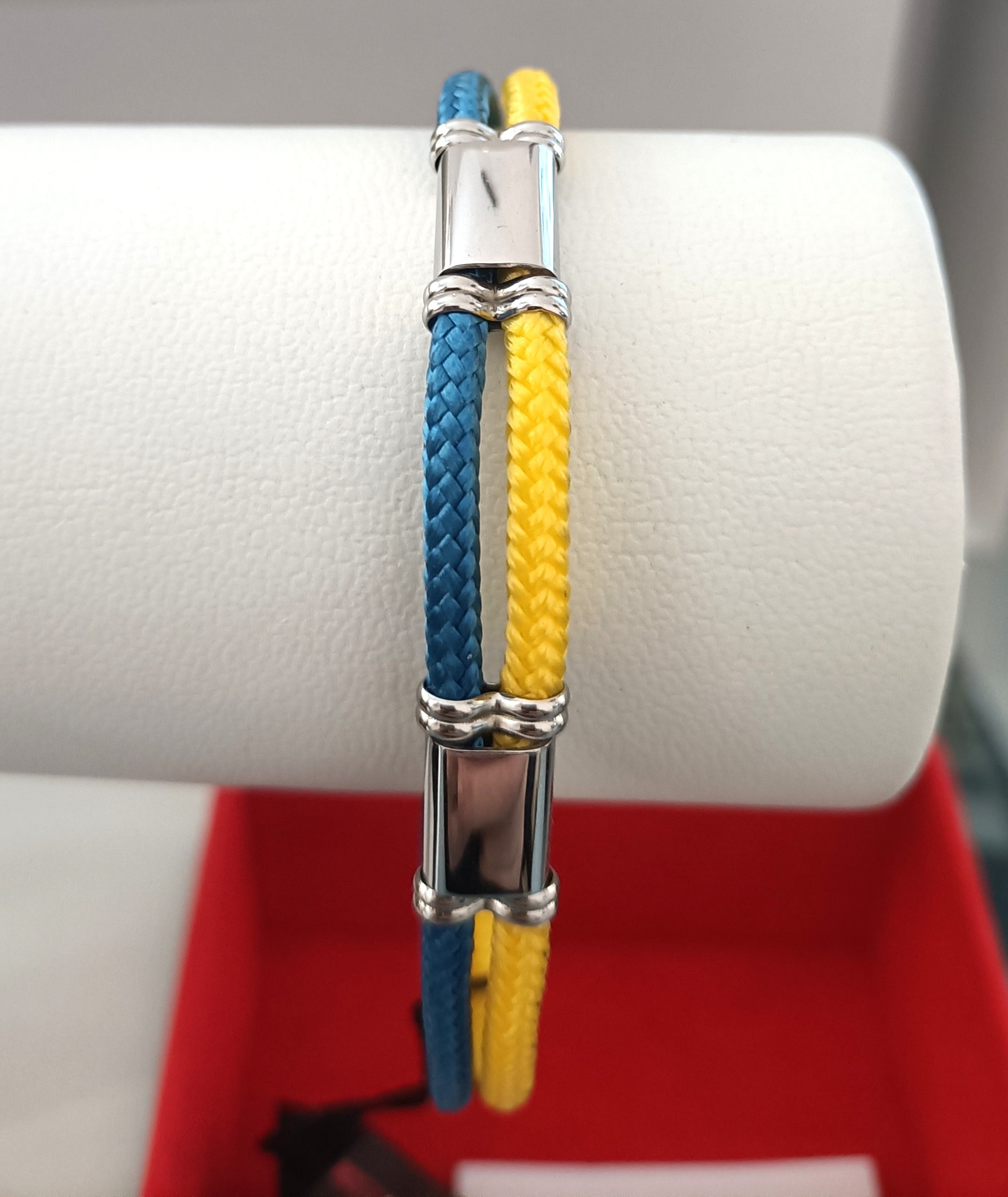 BRACCIALE IN ACCIAIO "ROSSO AMANTE" E CORDINA NAUTICA