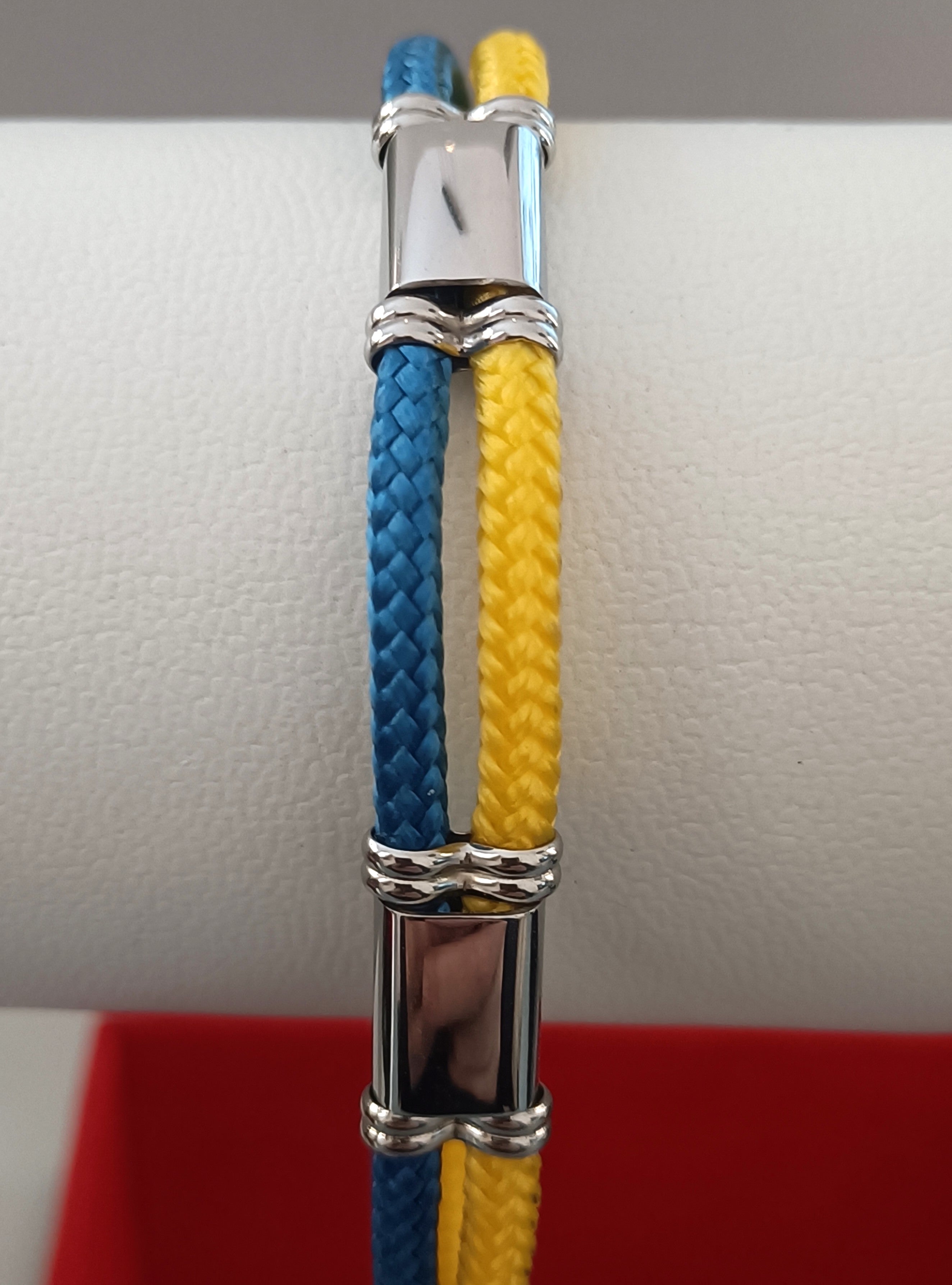 BRACCIALE IN ACCIAIO "ROSSO AMANTE" E CORDINA NAUTICA