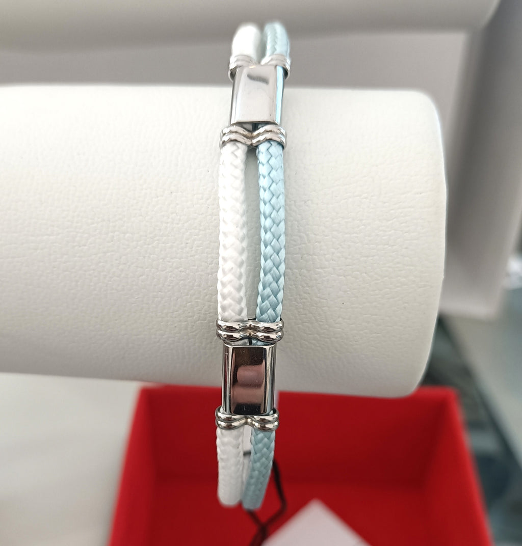 BRACCIALE IN ACCIAIO "ROSSO AMANTE" E CORDINA NAUTICA