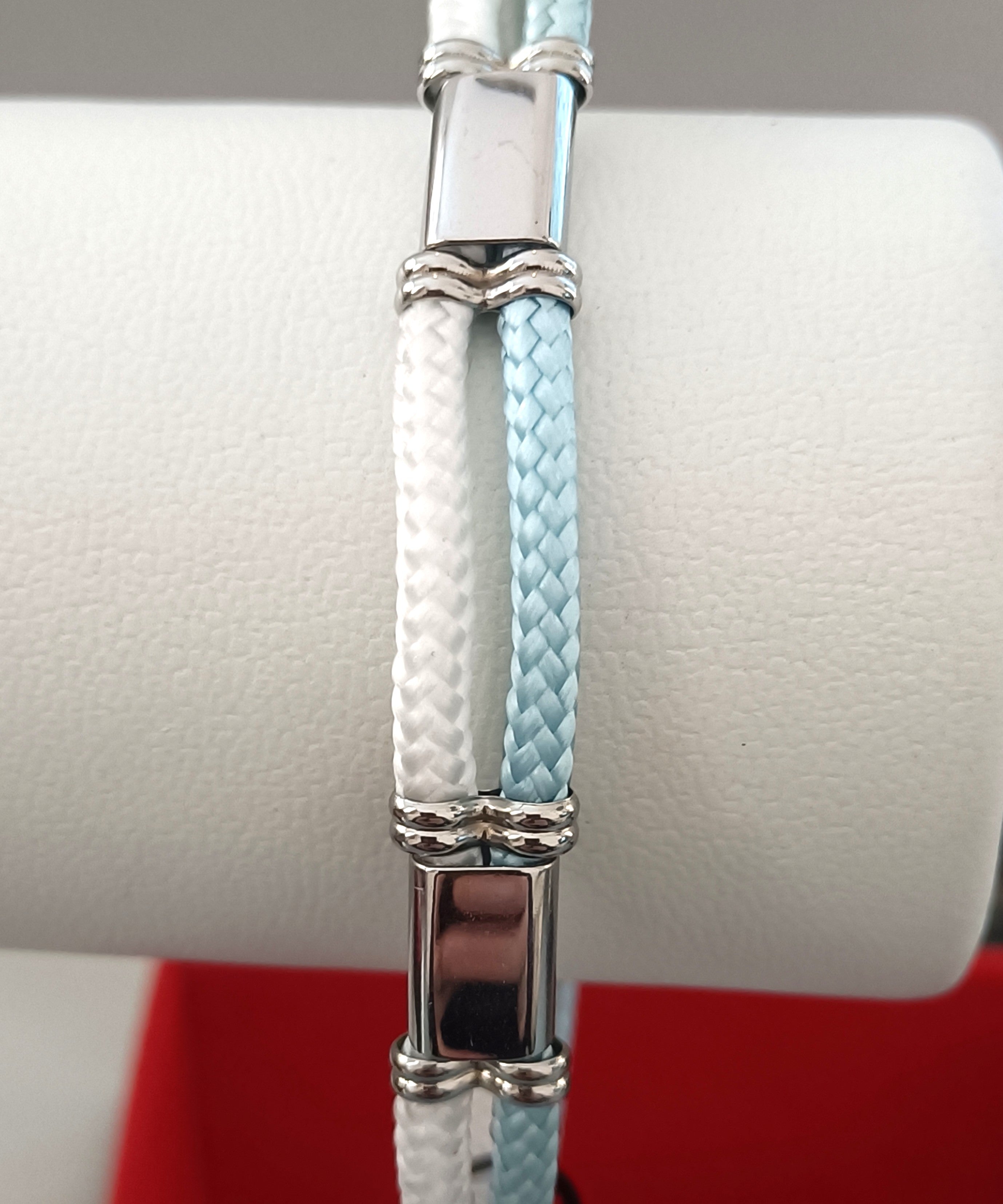 BRACCIALE IN ACCIAIO "ROSSO AMANTE" E CORDINA NAUTICA