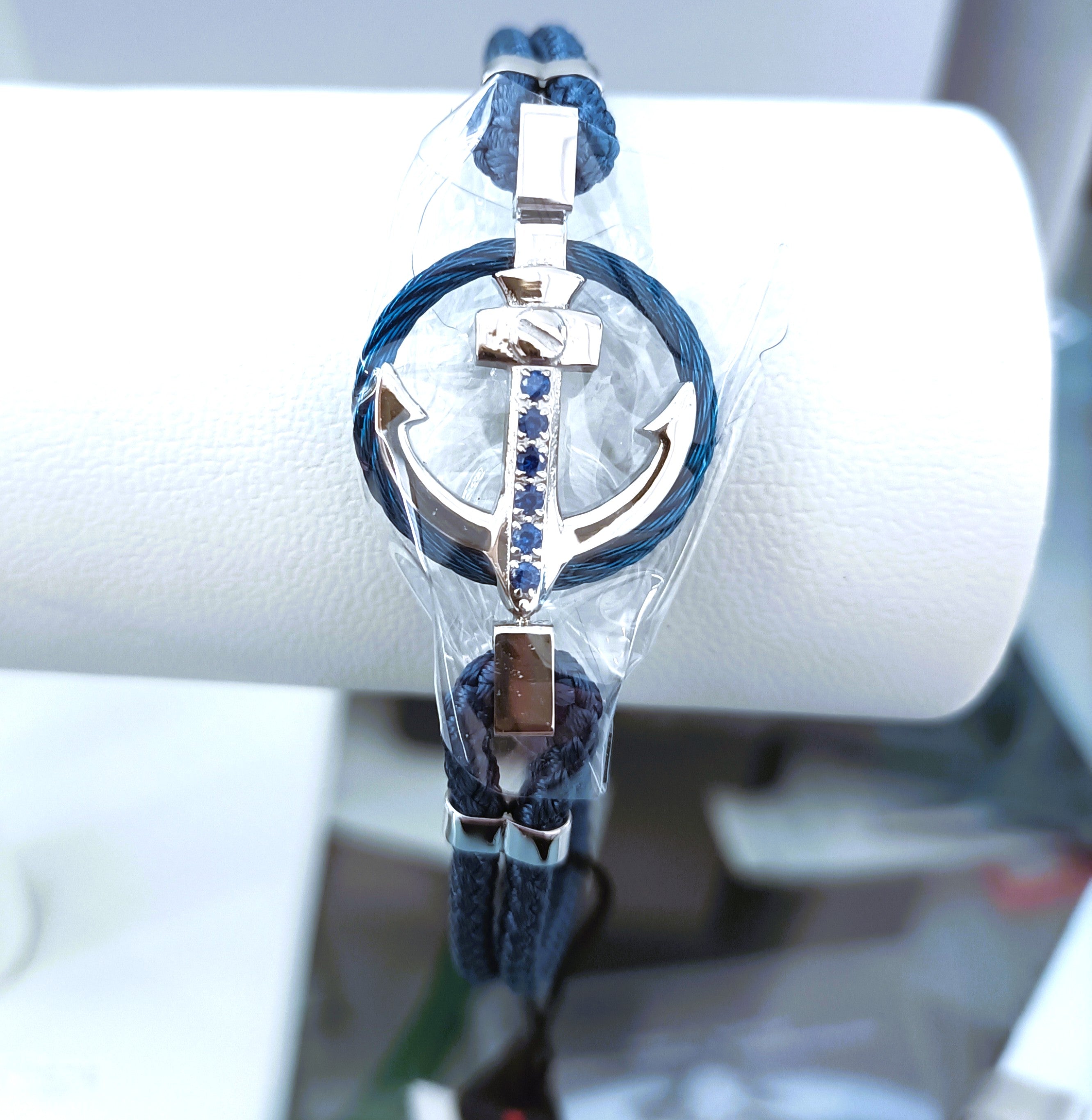 BRACCIALE ANALLERGICO "ROSSO AMANTE" ANCORA CORDA NAUTICA E SPINELLI BLU