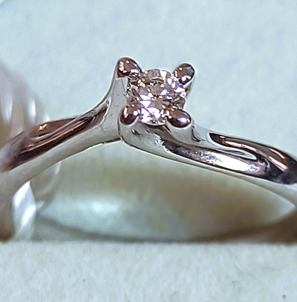 SOLITARIO ORO BIANCO 18KT DIAMANTE NATURALE KT 0,10