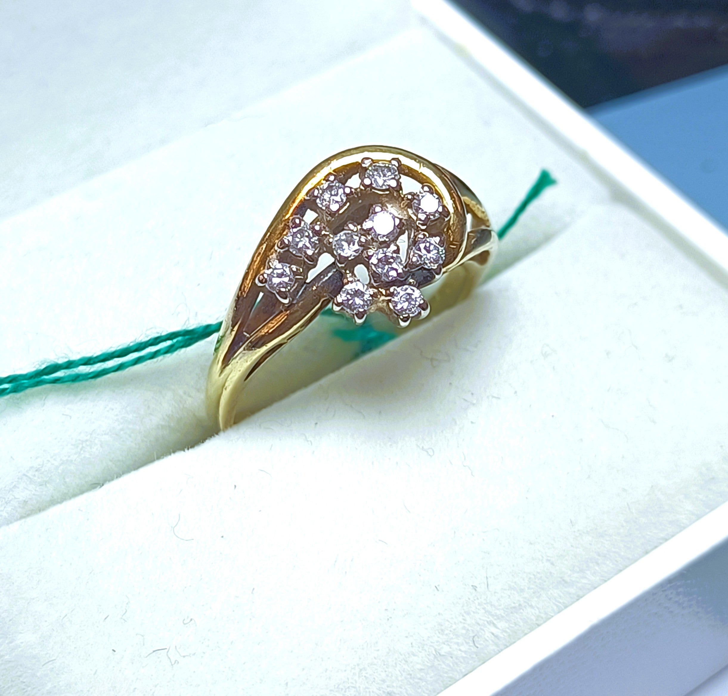 ANELLO SEMIFASCIA IN ORO GIALLO 18 KT ANNI 80 DIAMANTI NATURALI KT 0,44