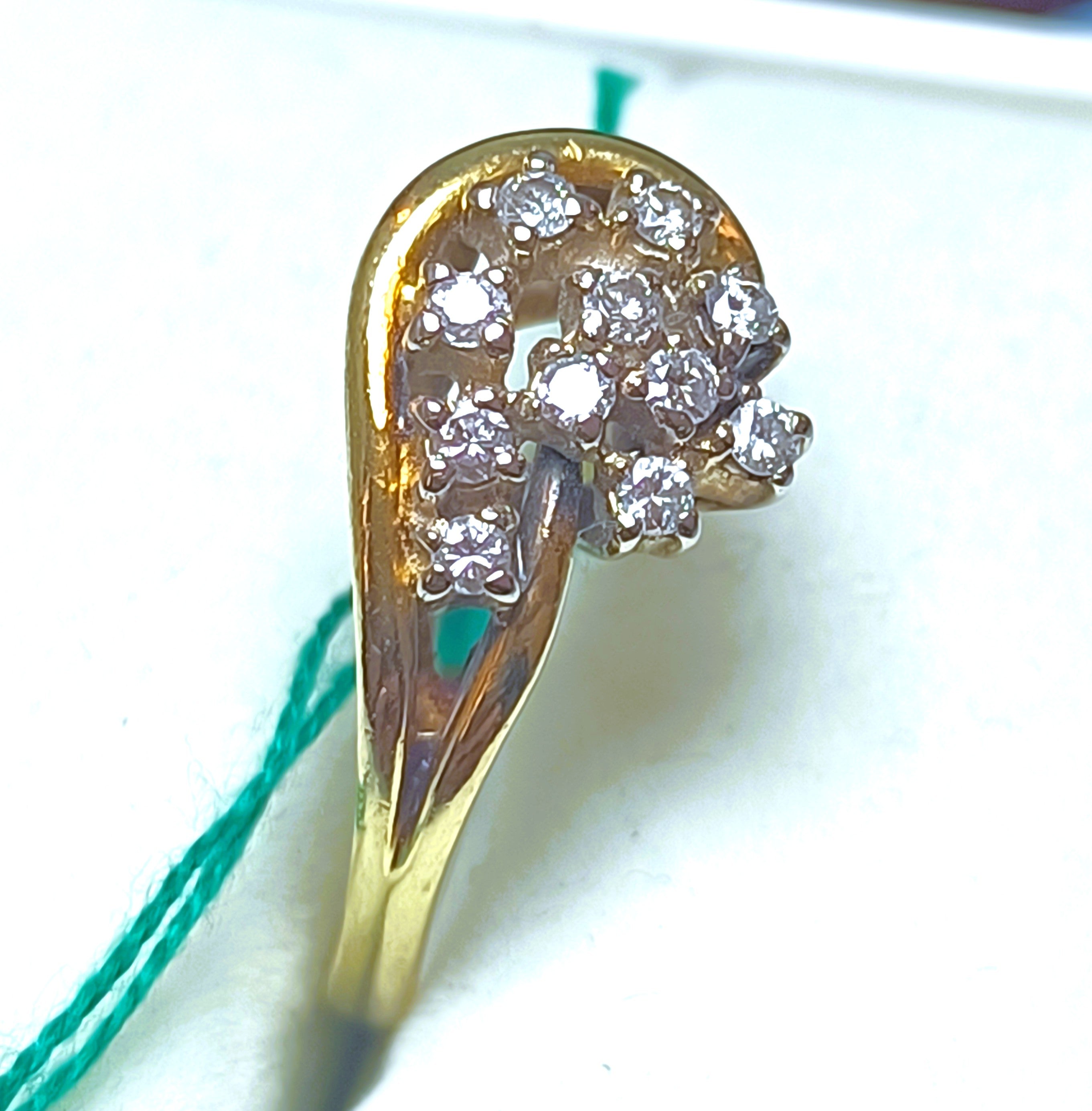 ANELLO SEMIFASCIA IN ORO GIALLO 18 KT ANNI 80 DIAMANTI NATURALI KT 0,44