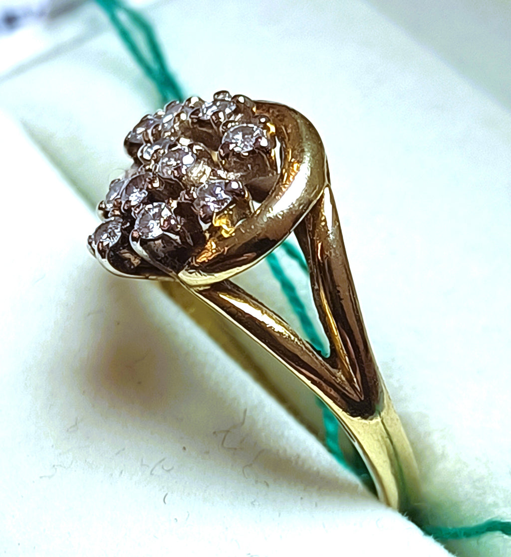 ANELLO SEMIFASCIA IN ORO GIALLO 18 KT ANNI 80 DIAMANTI NATURALI KT 0,44